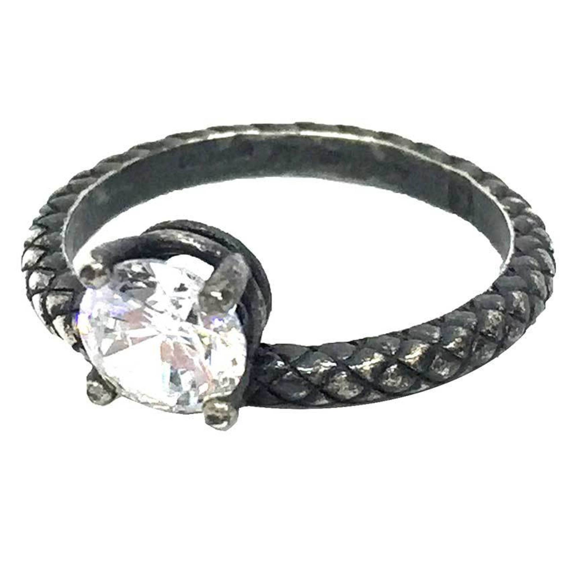Intrecciato Band Ring Sterling Silver with Zirconia