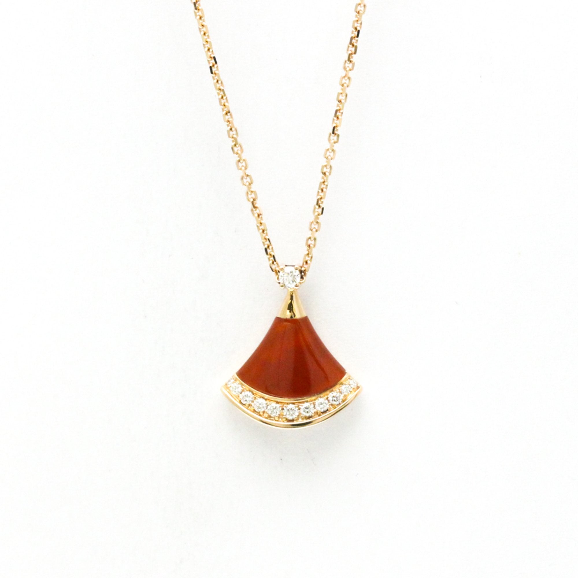 Diva Dream Pendant Necklace 18K Rose Gold with Carnelian and Diamond