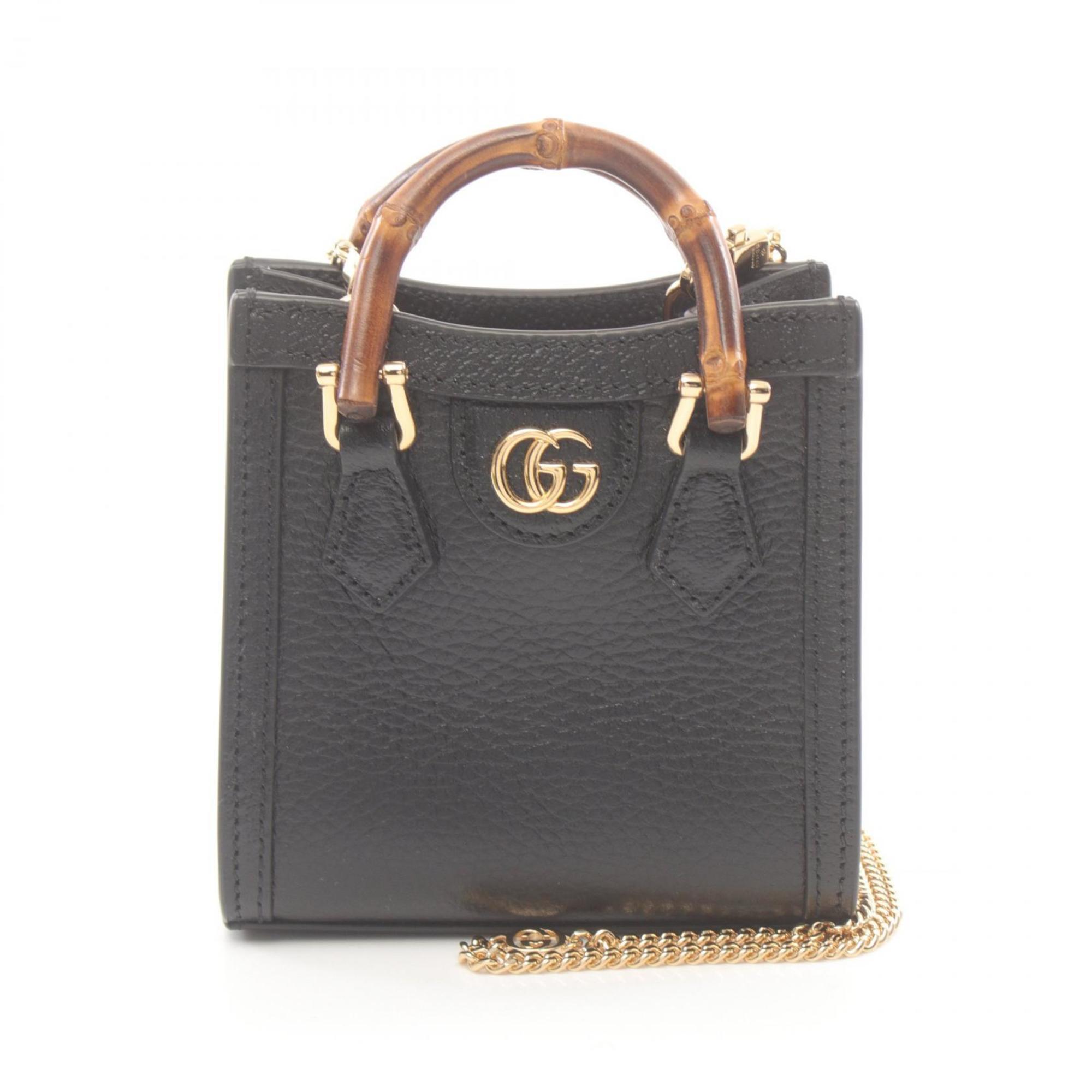 Diana NM Bamboo Handle Tote Leather Mini