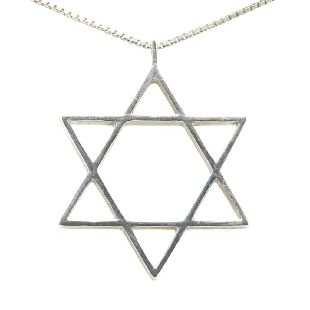 Hexagram Star Motif Pendant Necklace Sterling Silver