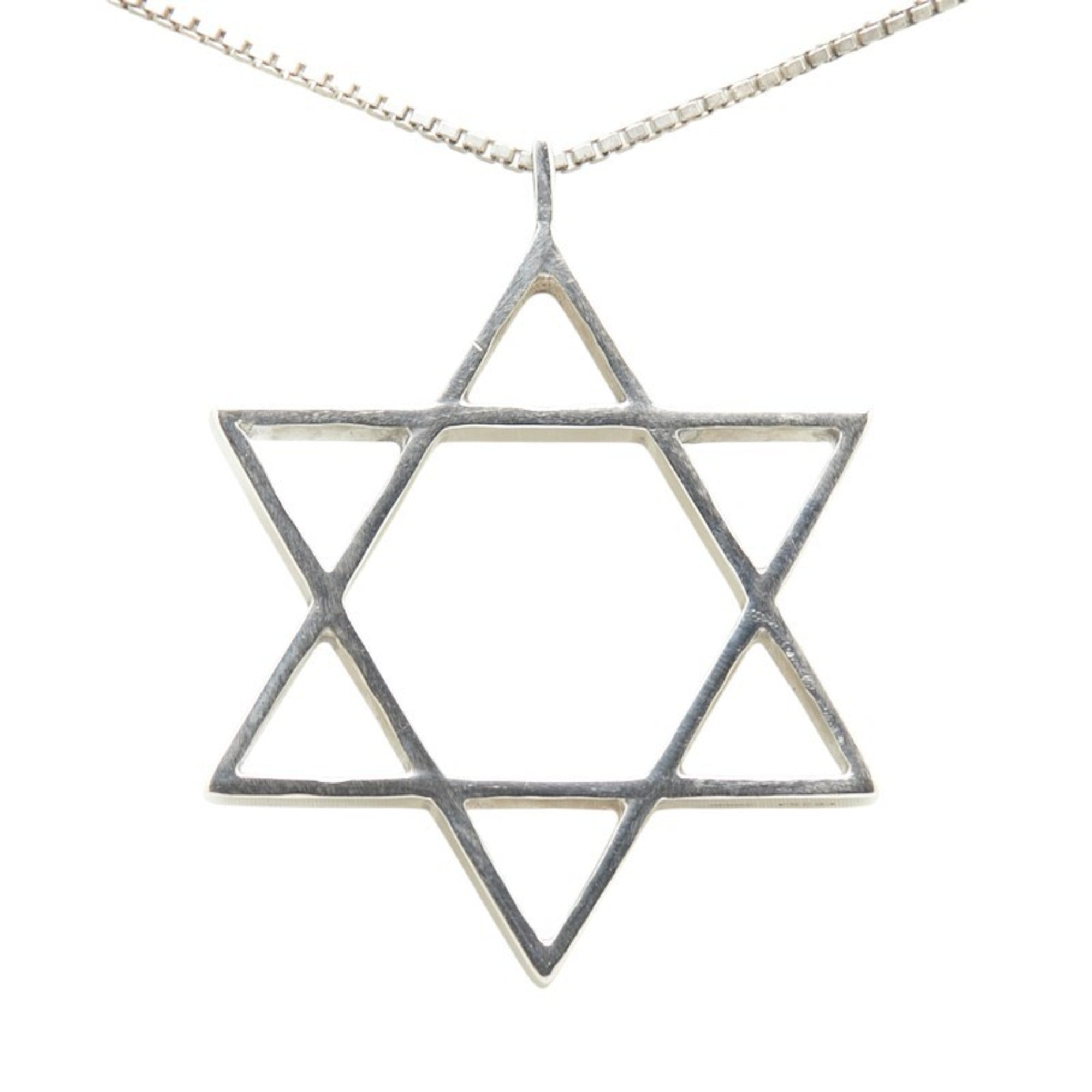 Hexagram Star Motif Pendant Necklace Sterling Silver