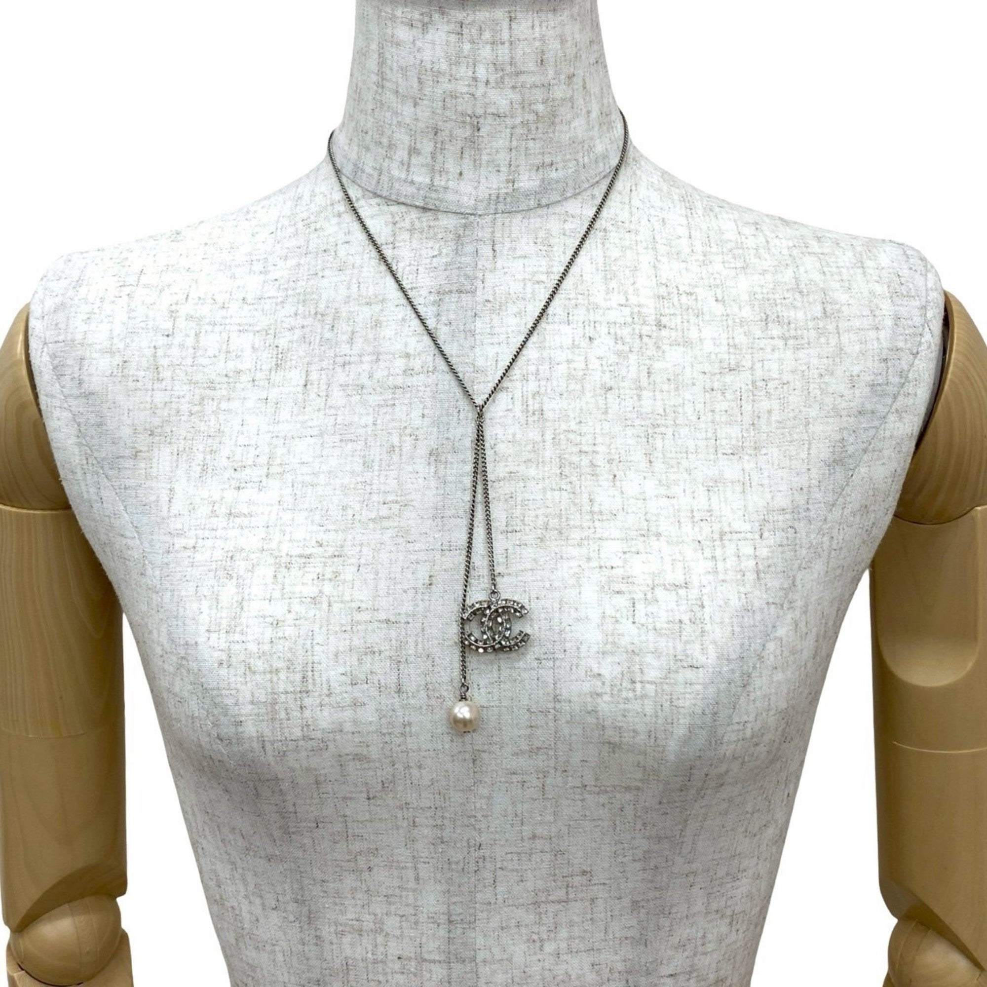 CC Logo Pendant Necklace Silver-Tone Metal
