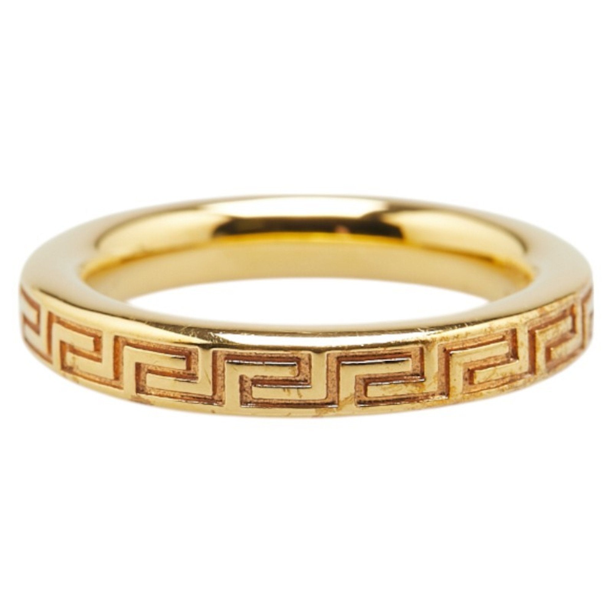 Engraved Greek Key Ring Gold