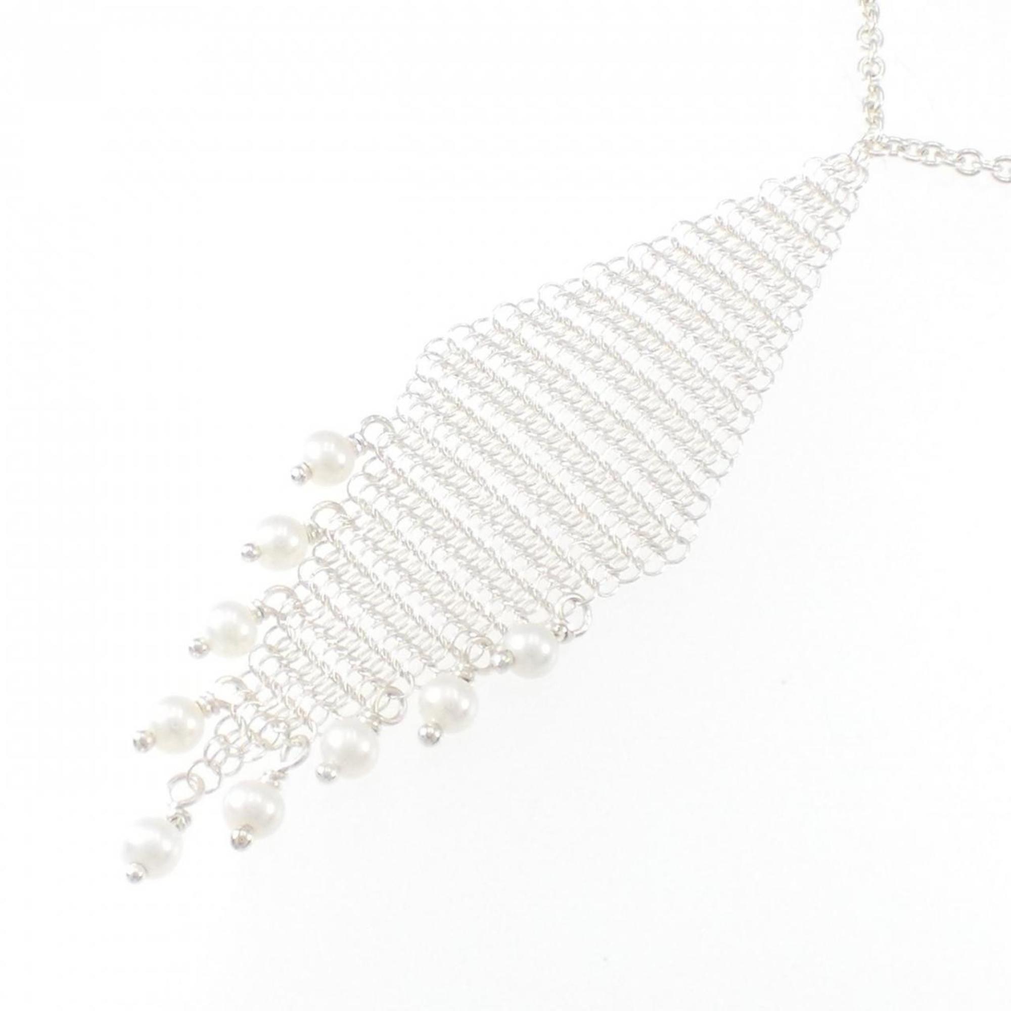 Mesh Fringe Pendant Necklace Sterling Silver