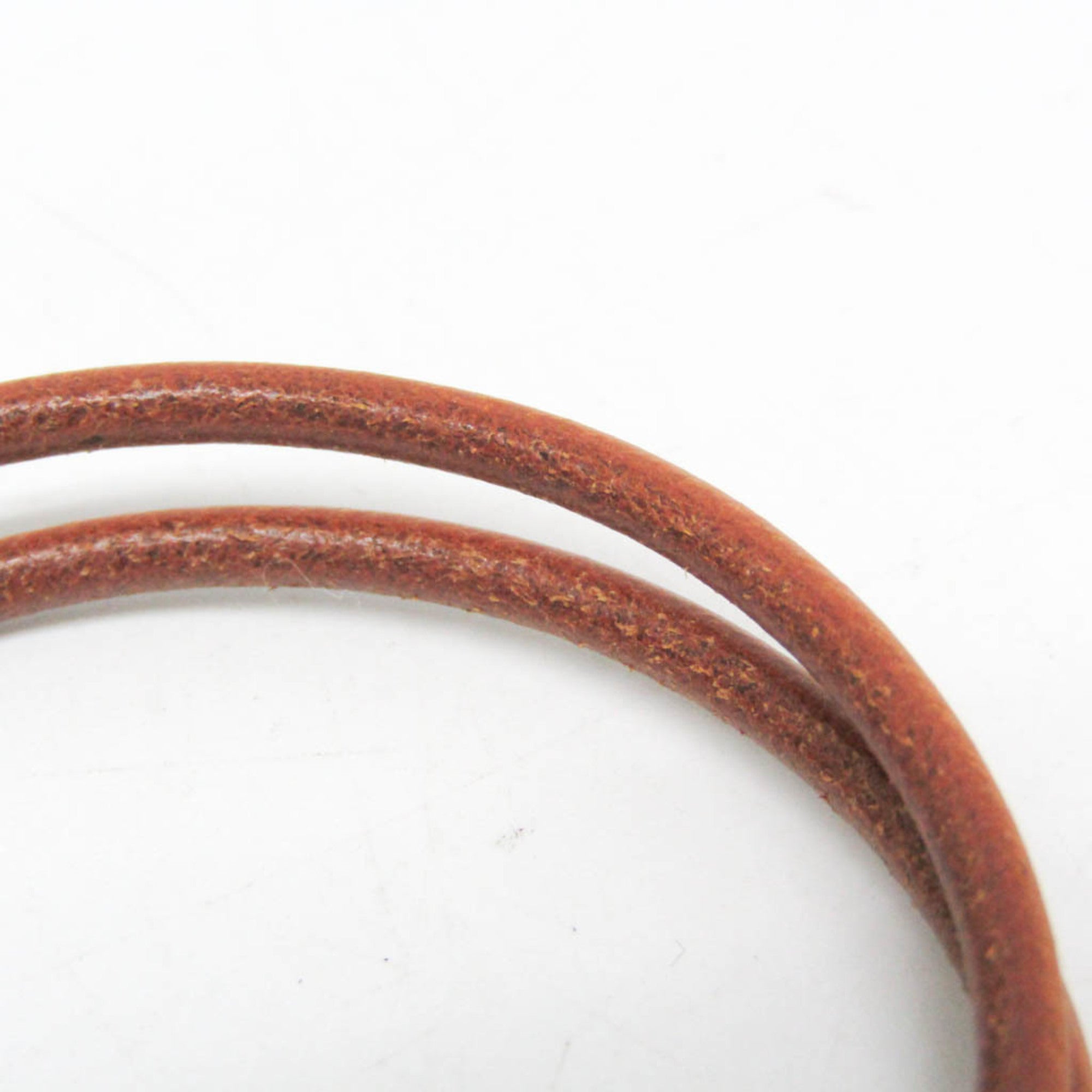 Bracelet Leather and Metal Brown and Silver