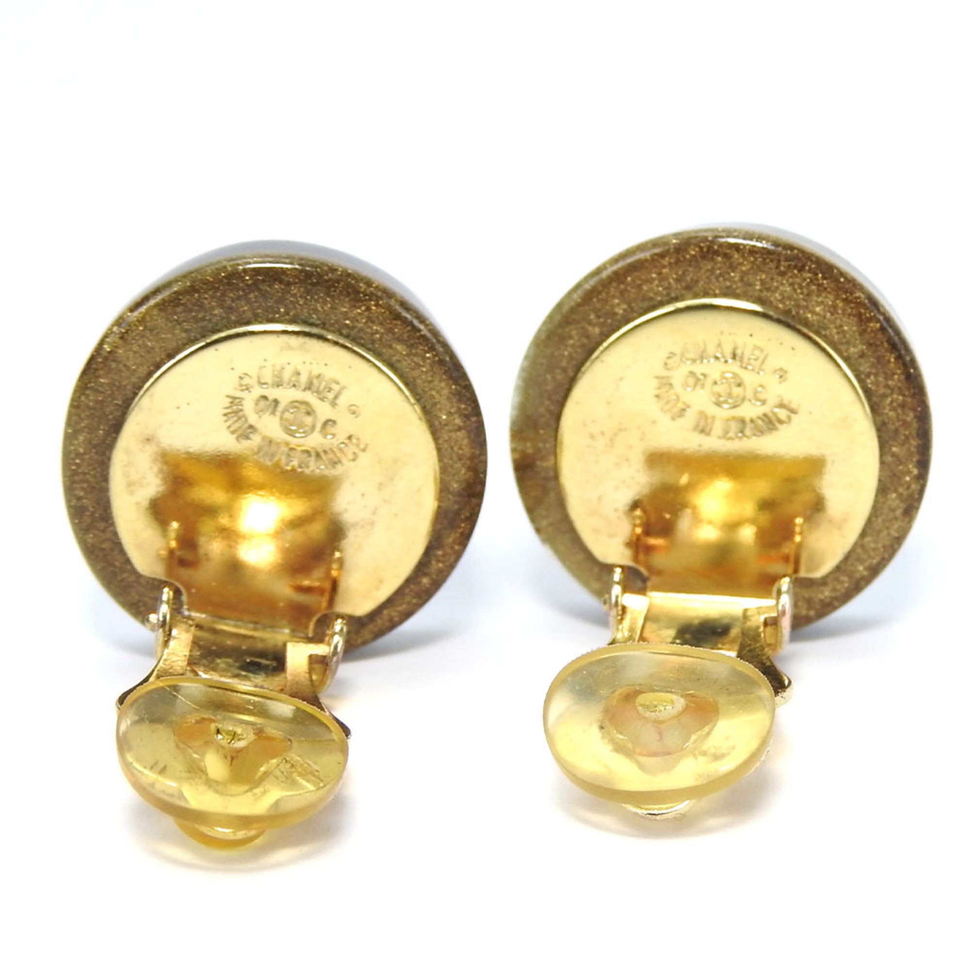 CC Logo Clover Clip-On Earrings Gold-Tone Metal