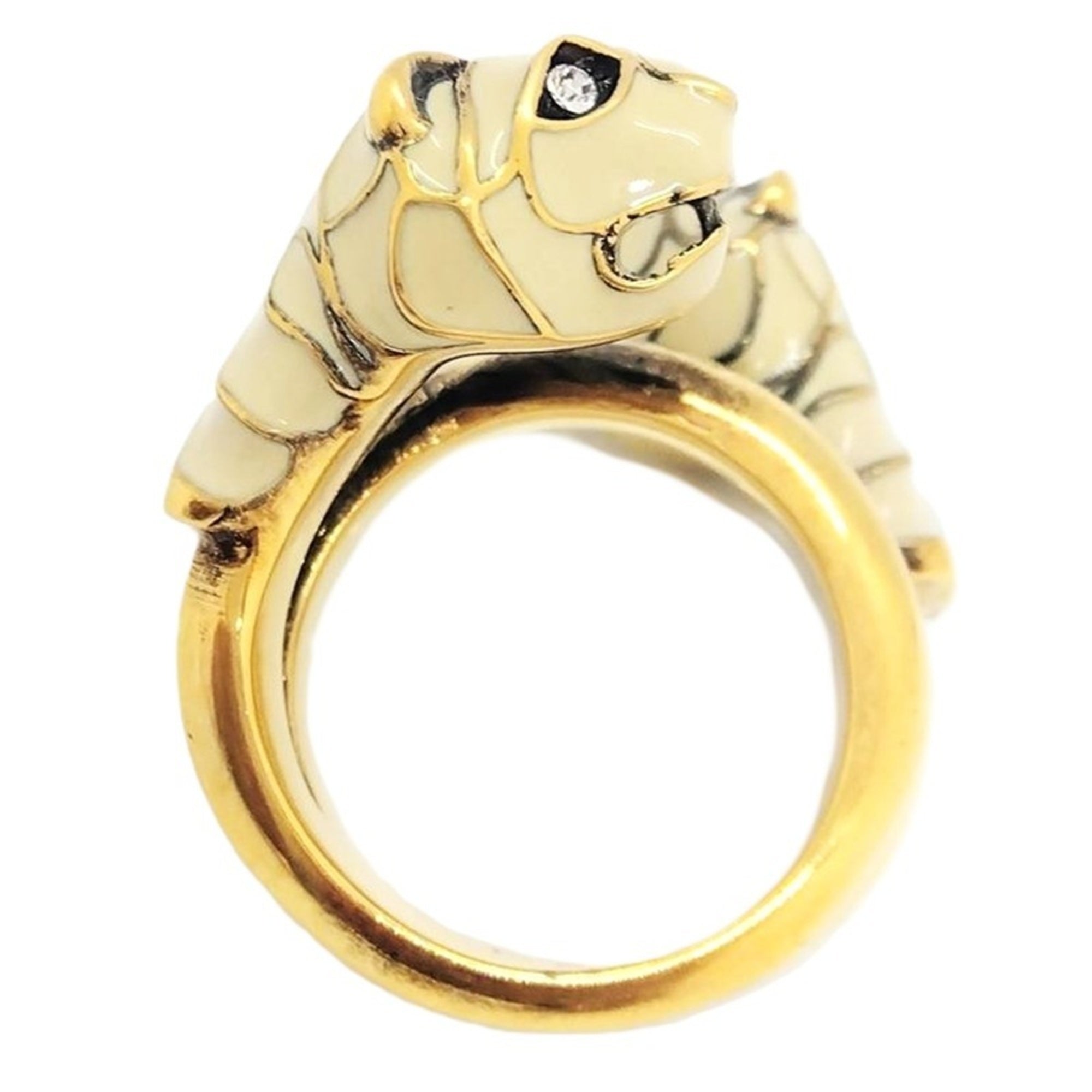 Tiger Head Ring Gold Metal