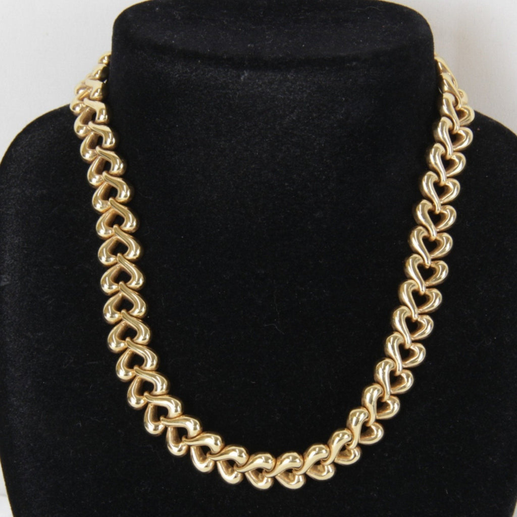 Heart Link Pendant Necklace 18K Yellow Gold