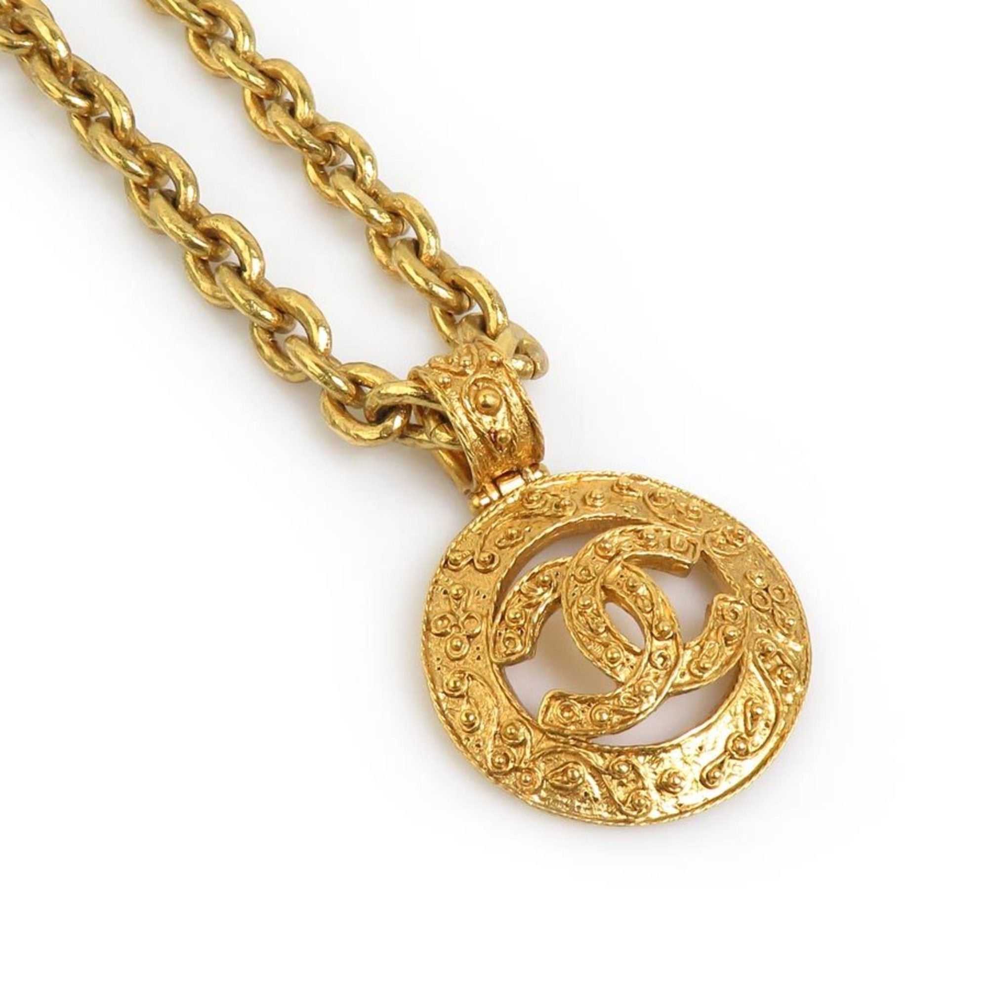 CC Logo Pendant Necklace Gold-Tone Metal
