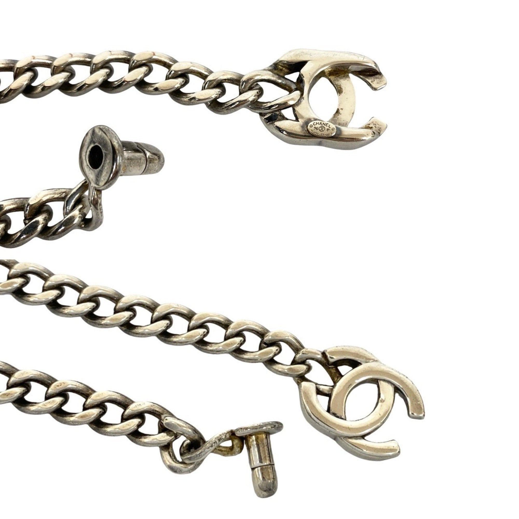 CC Logo Turnlock Chain Bracelet Silver-Tone Metal