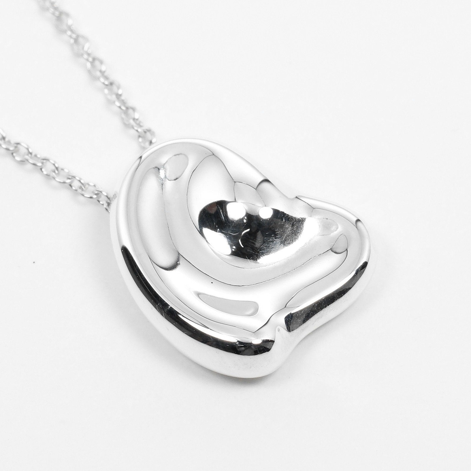 Curved Heart Pendant Necklace Sterling Silver