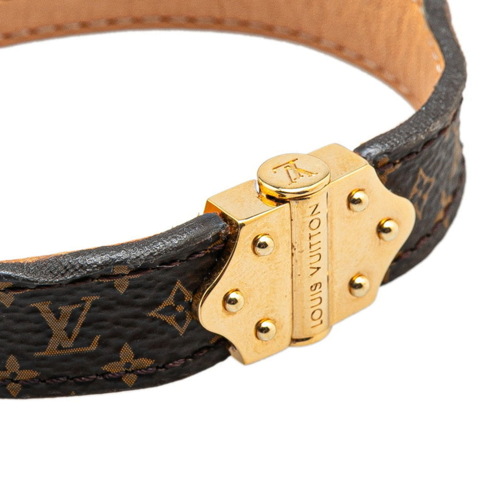 Monogram Bracelet Brown Leather and Gold