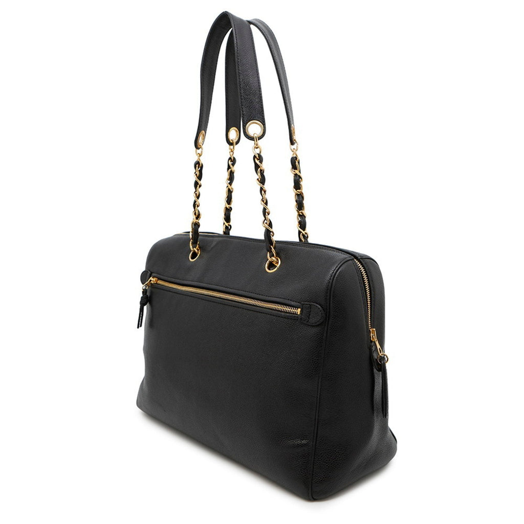 Vintage Timeless Zip Tote Caviar Medium