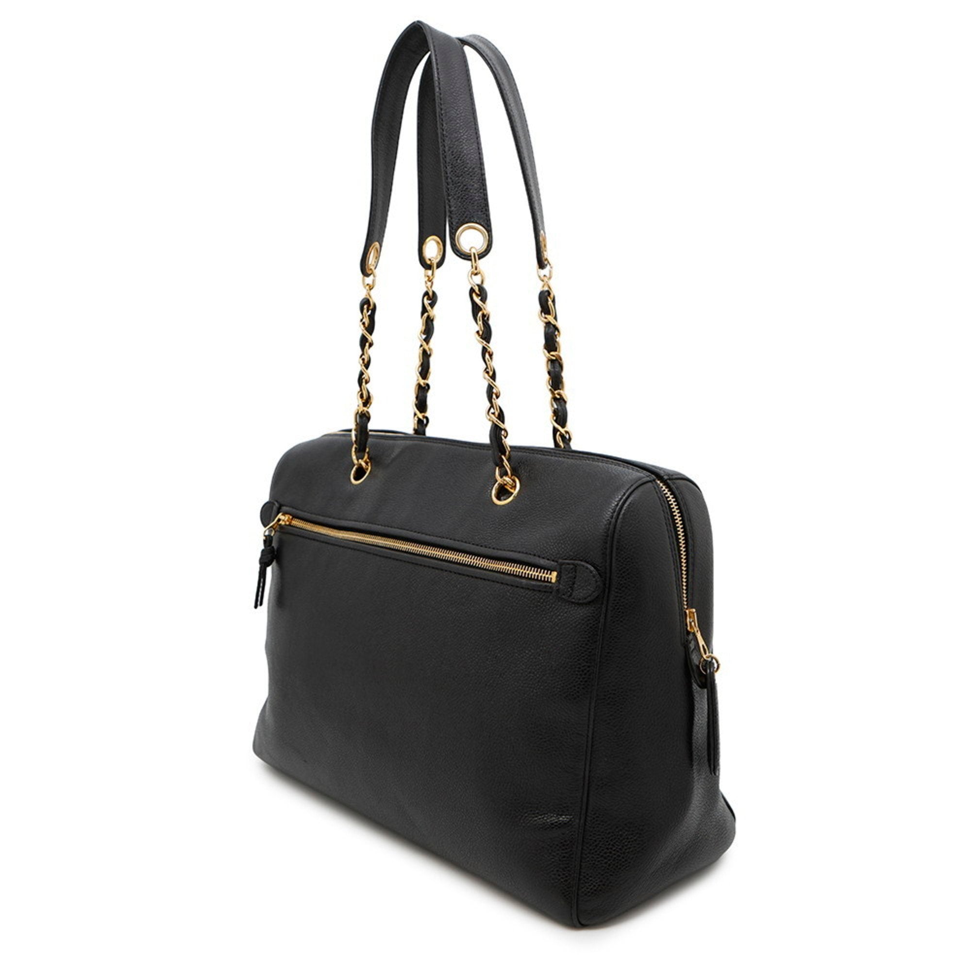Vintage Timeless Zip Tote Caviar Medium