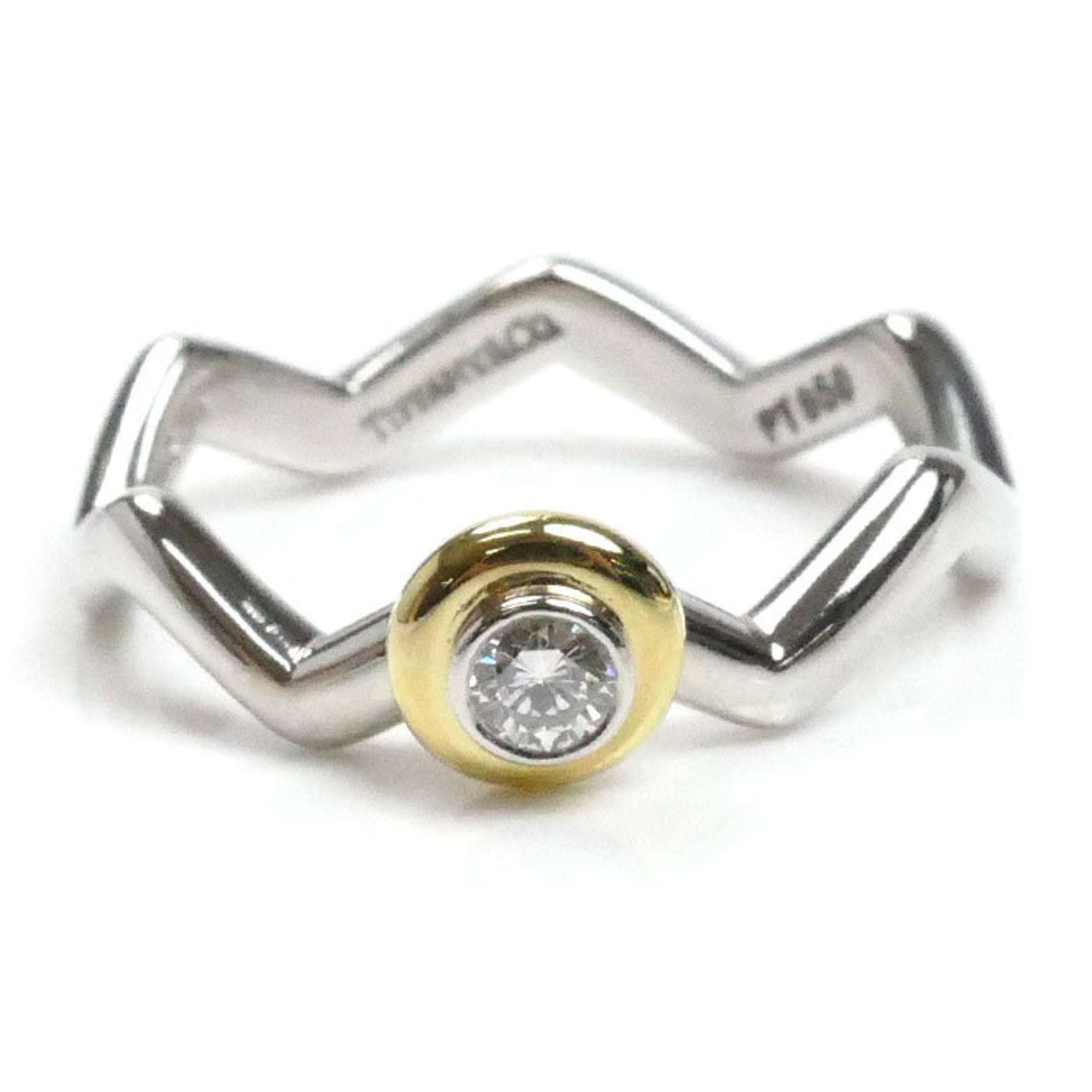 Band Ring Platinum and 18K Yellow Gold with Diamond