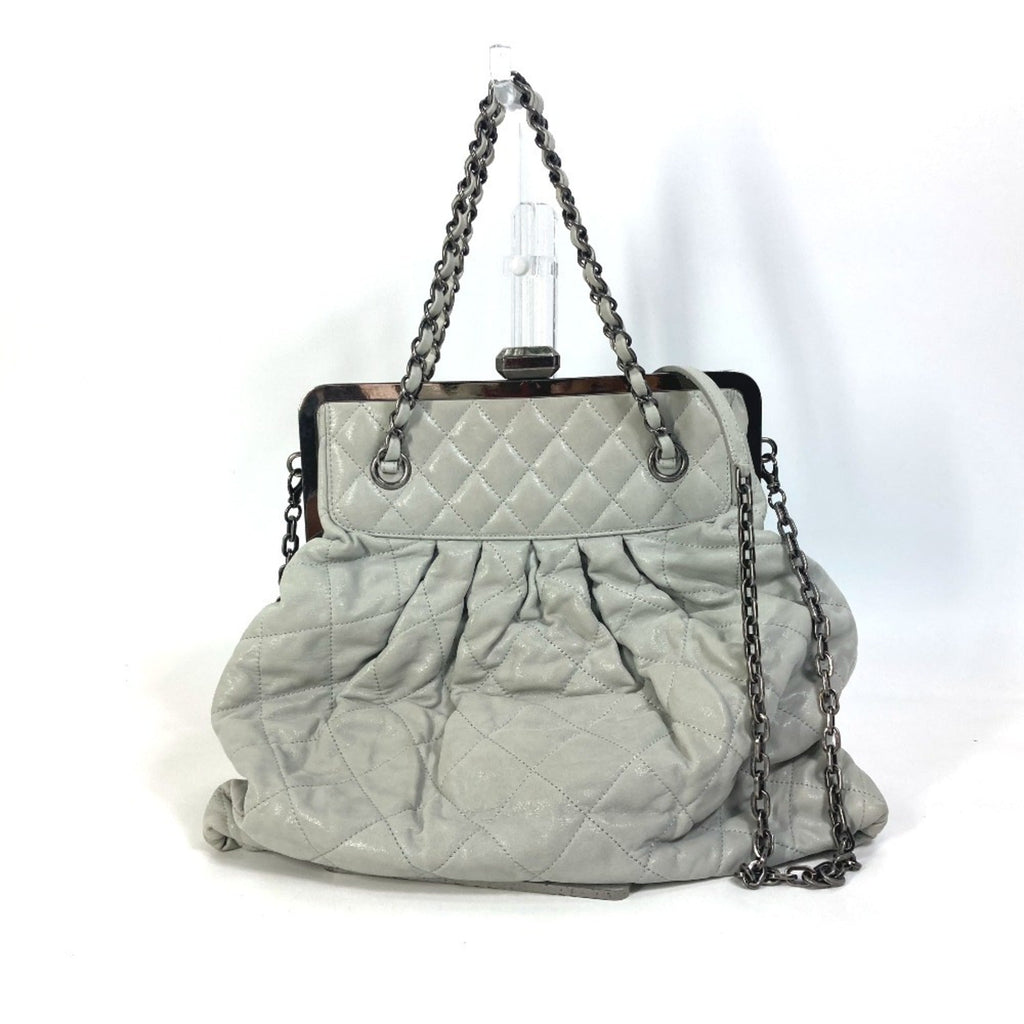 Chic Quilt Frame Shoulder Bag Quilted Iridescent Calfskin Large