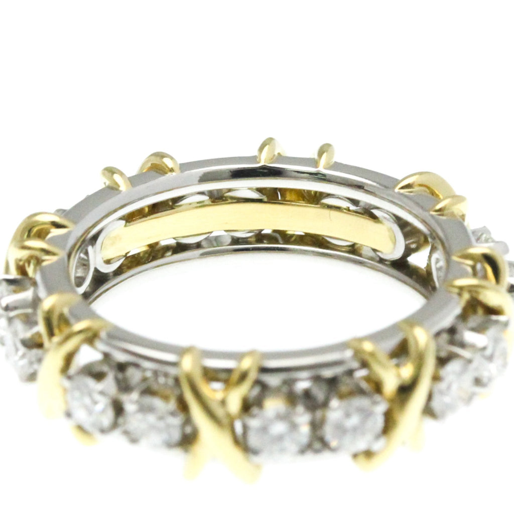 Band Ring 18K Yellow Gold and Platinum with Diamond