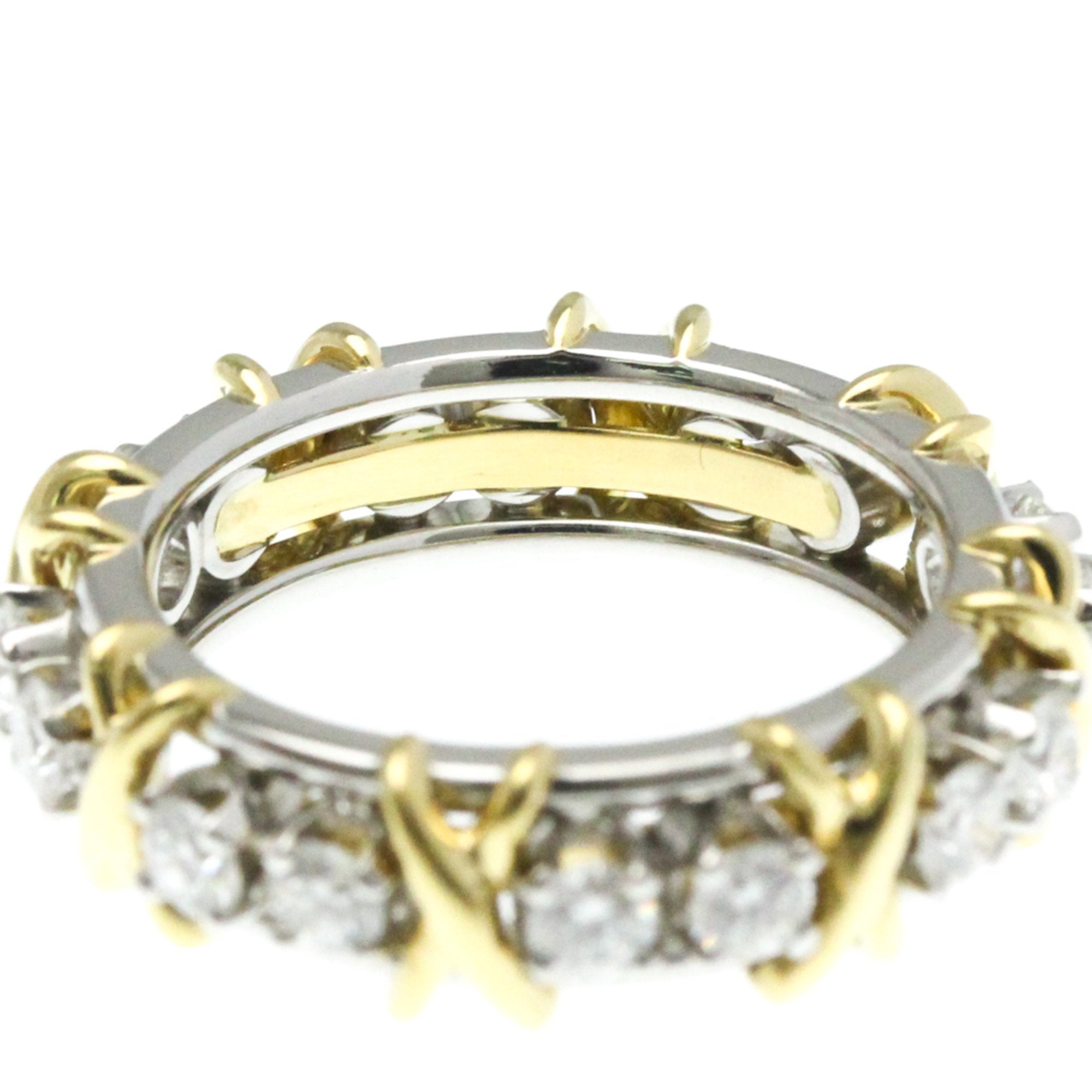Band Ring 18K Yellow Gold and Platinum with Diamond