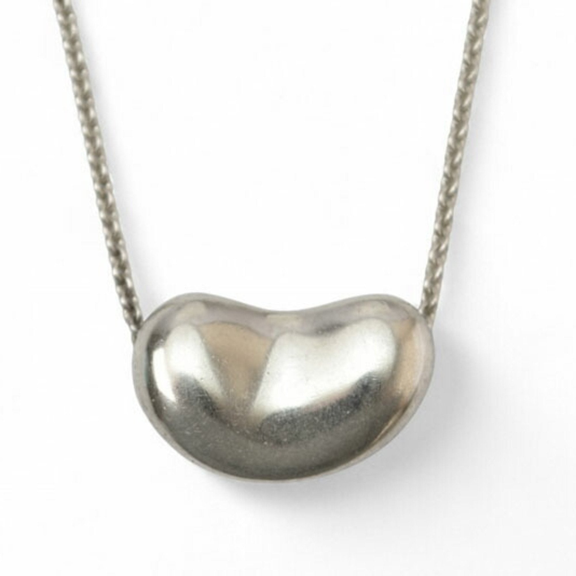 Bean Pendant Necklace Sterling Silver 12mm
