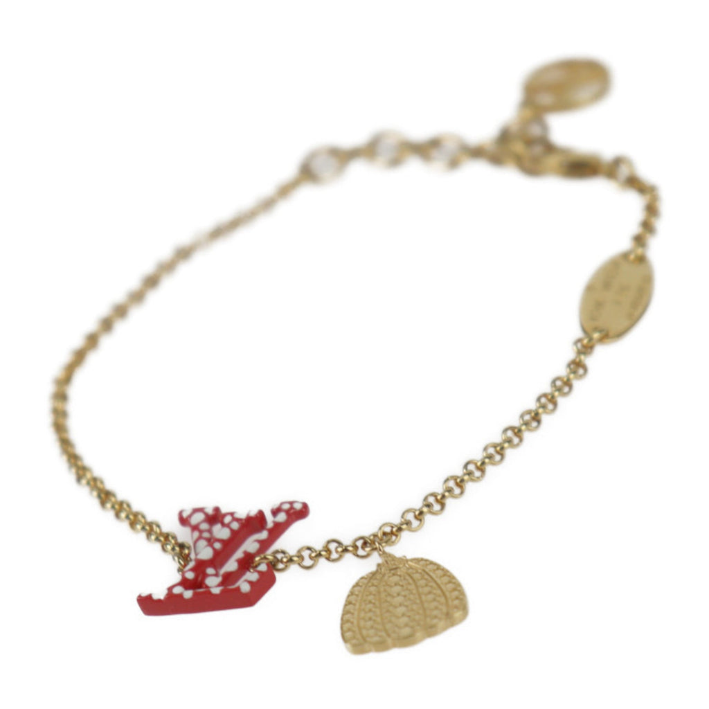 Charm Bracelet Metal Gold Red and White