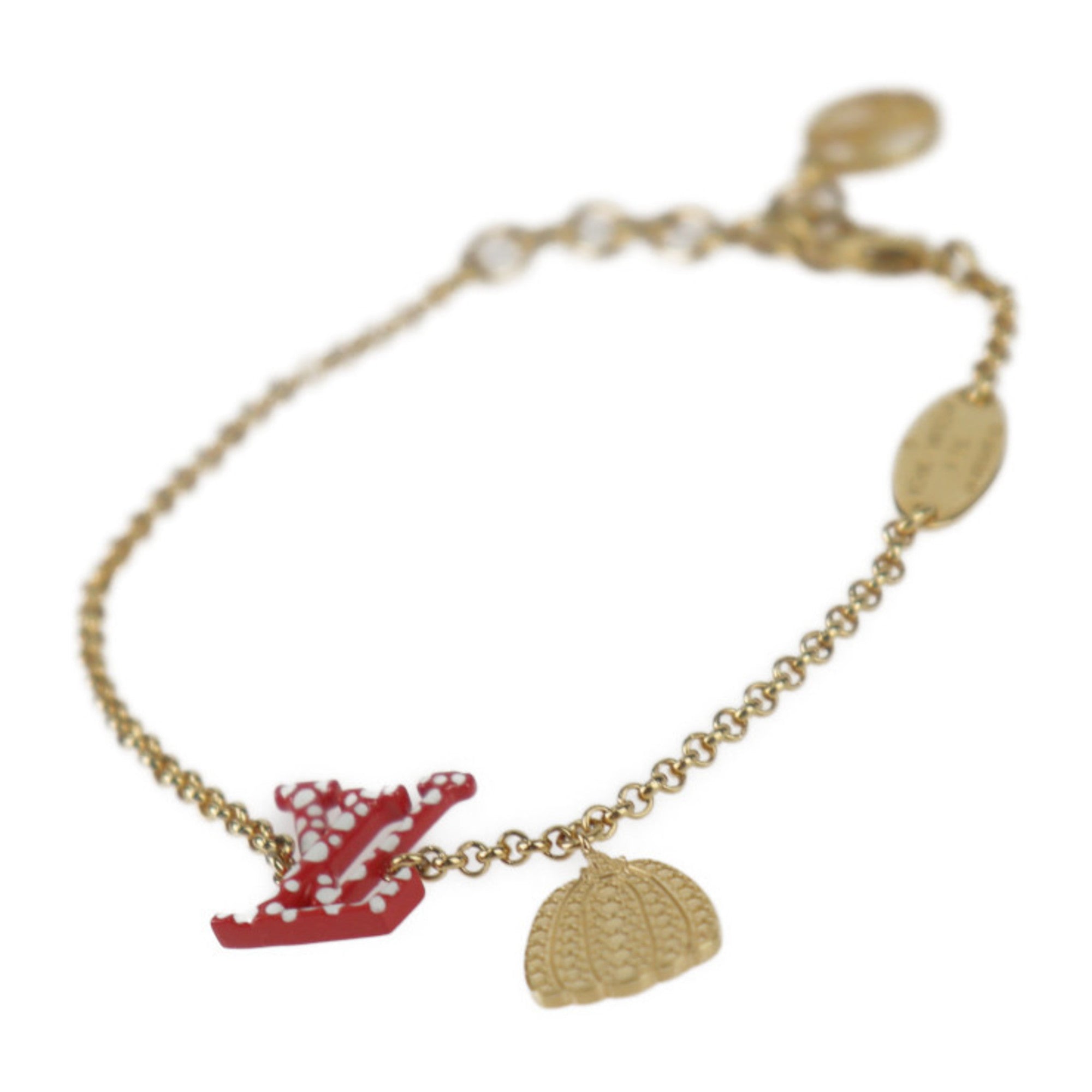 Charm Bracelet Metal Gold Red and White