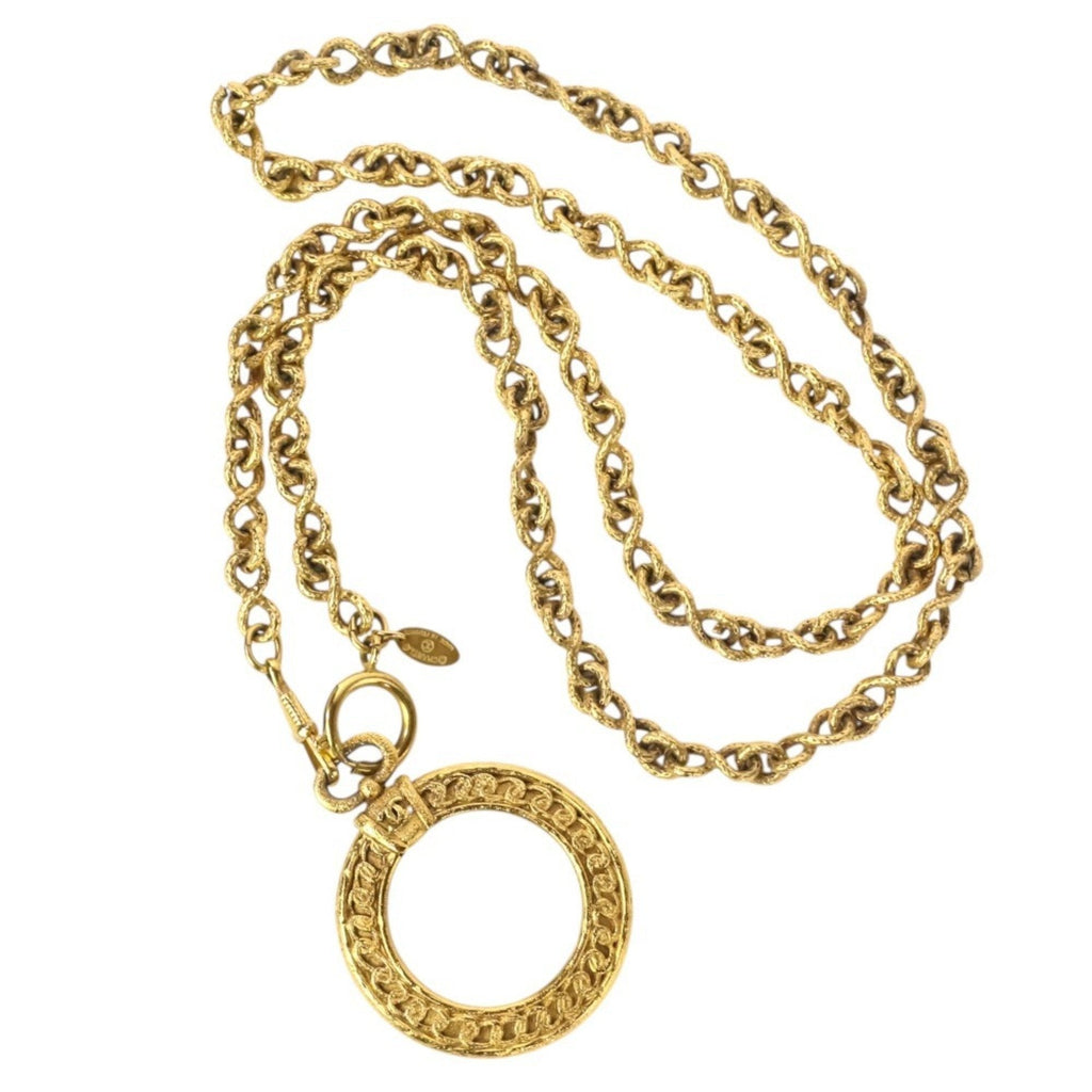 CC Logo Chain Pendant Necklace Gold-Tone Metal