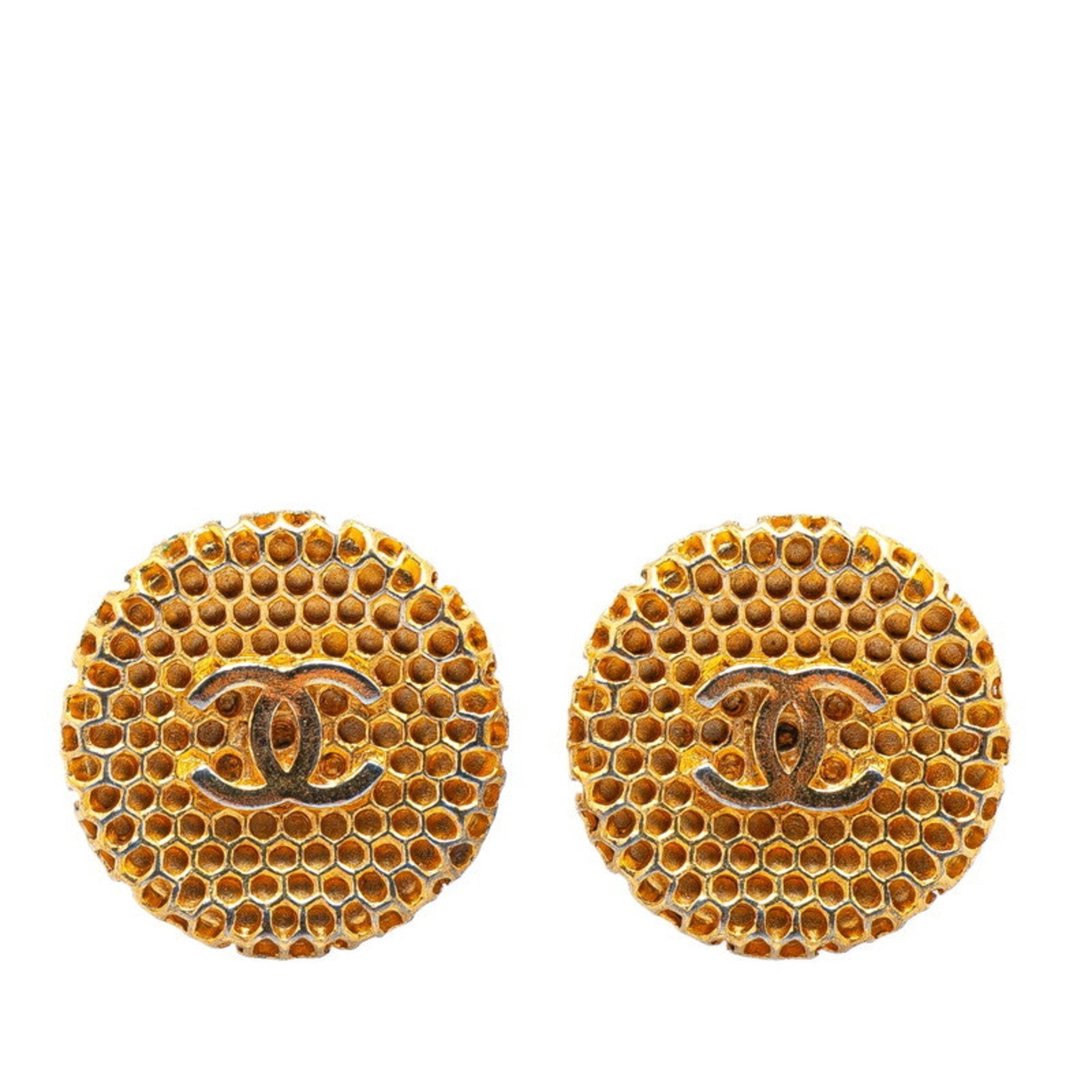 CC Logo Round Clip-On Earrings Metal