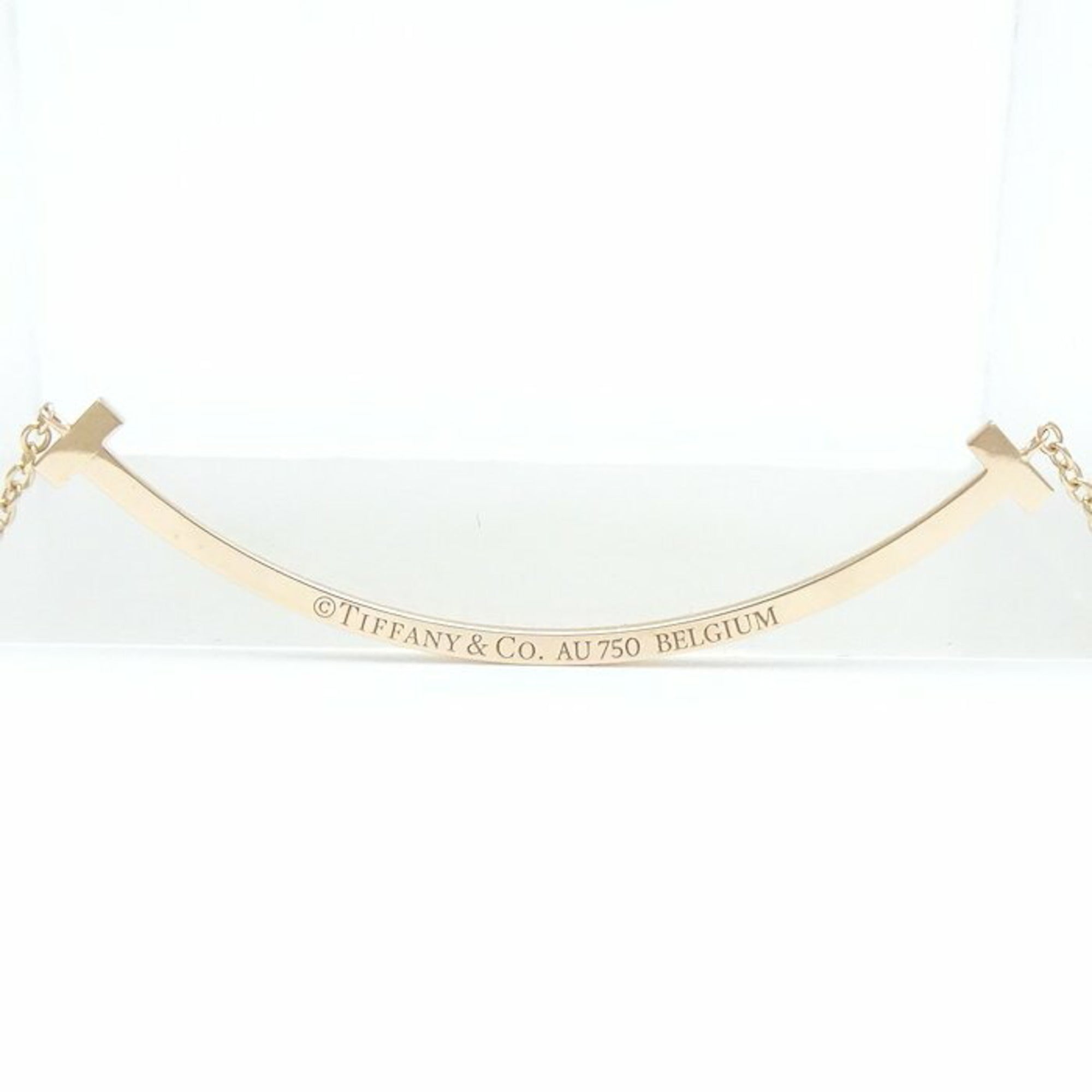 T Smile Pendant Necklace 18K Rose Gold with Diamonds