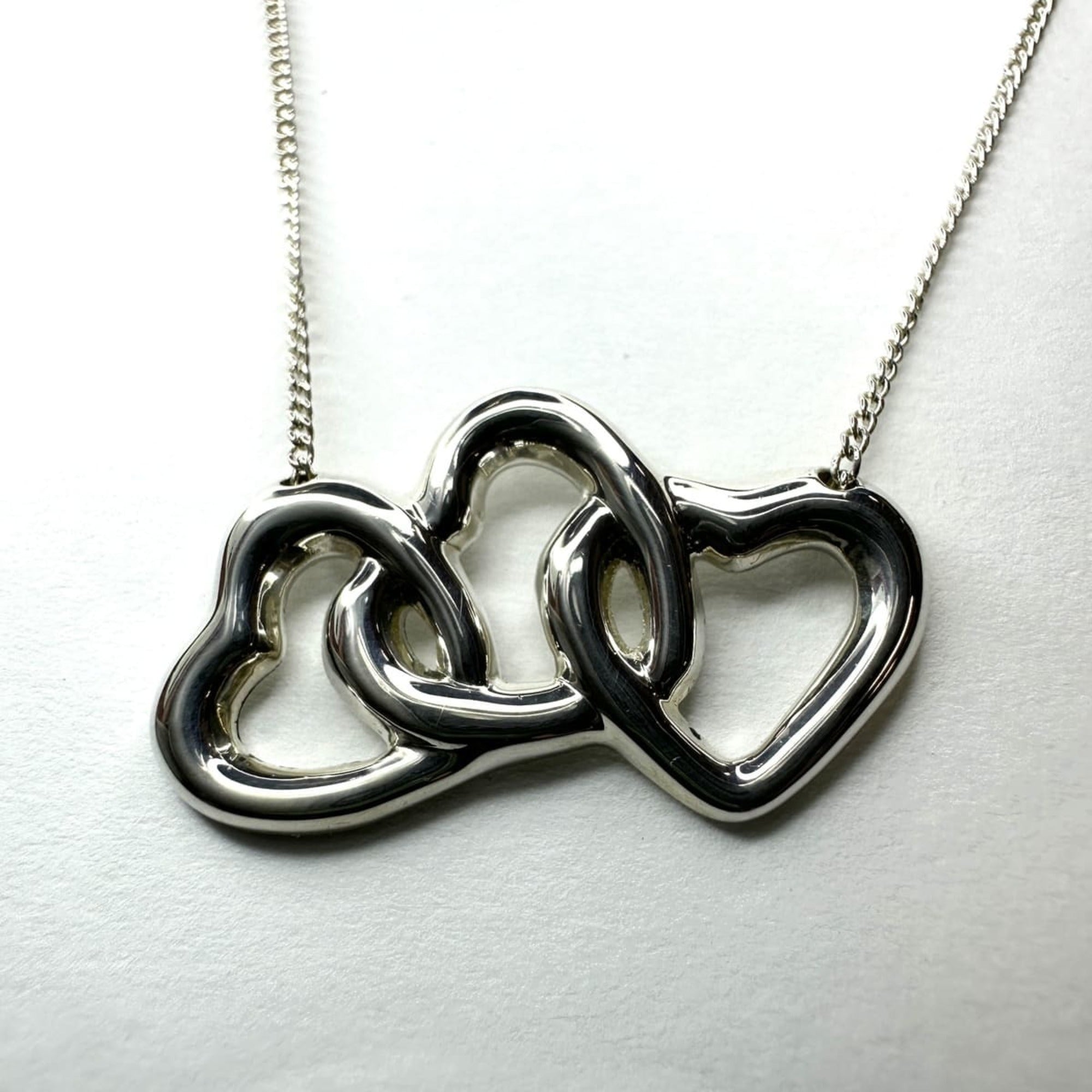 Triple Heart Pendant Necklace Sterling Silver