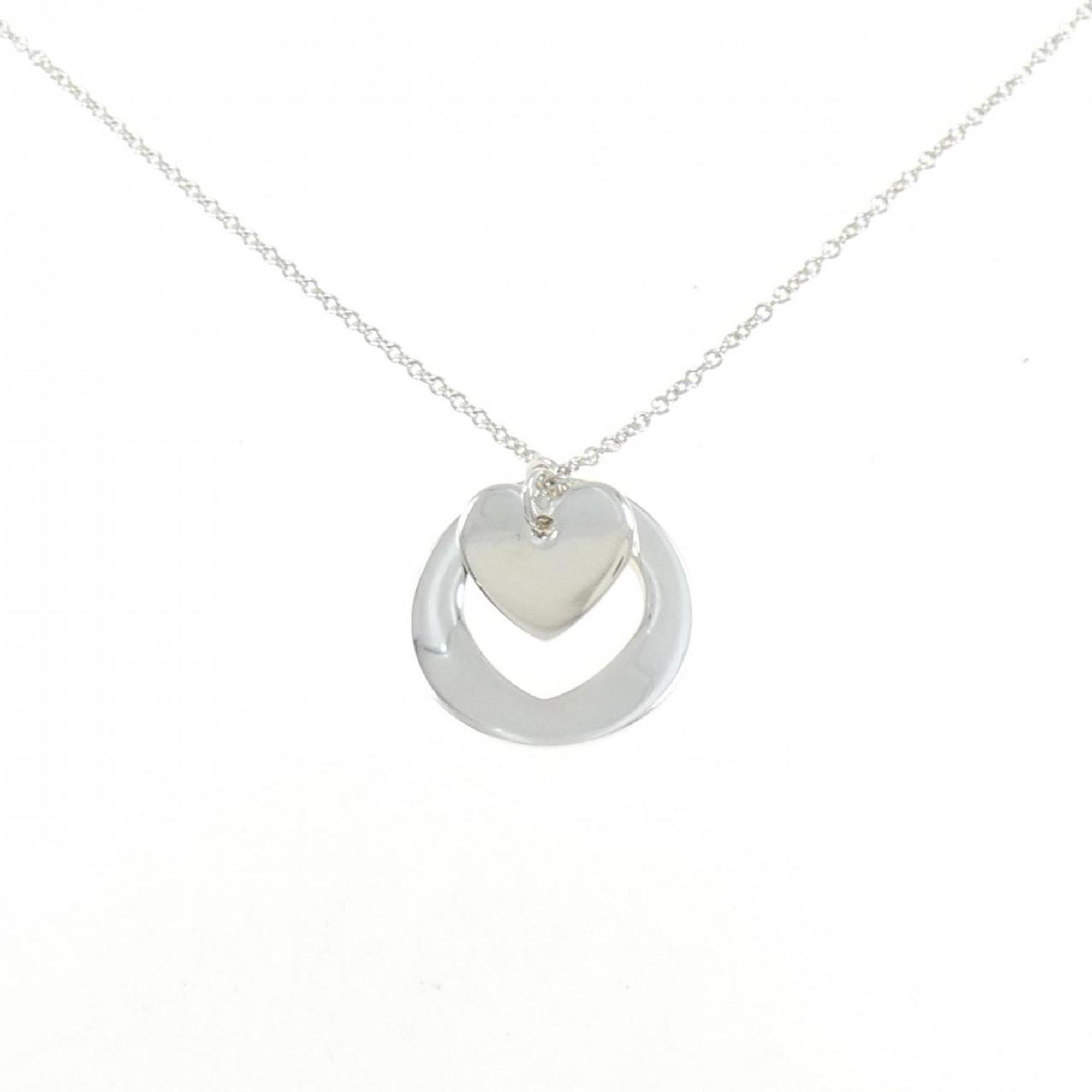 Double Stencil Heart Pendant Necklace Sterling Silver