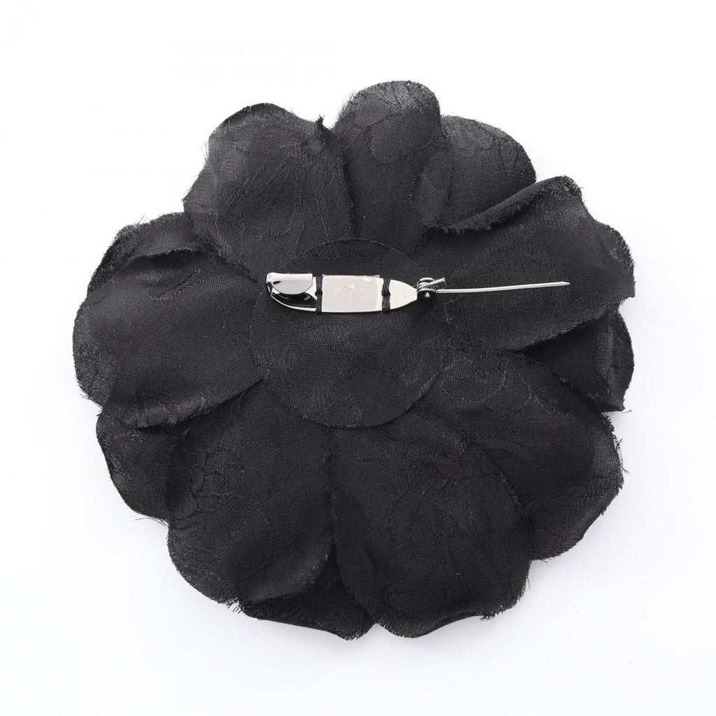 Camellia Brooch Silk Black