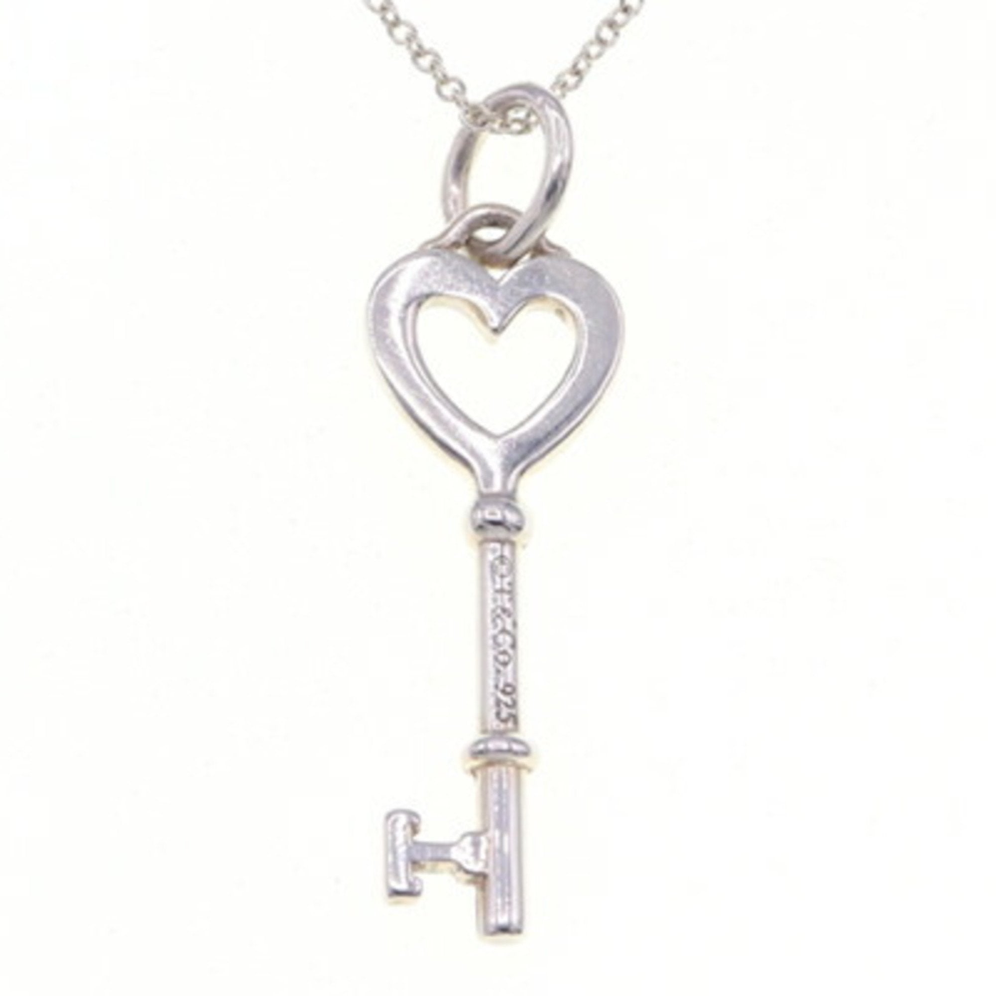 Heart Key Pendant Necklace Sterling Silver
