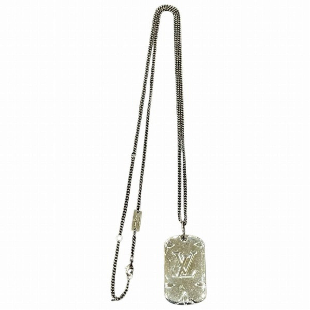 Monogram Pendant Necklace Metal Silver