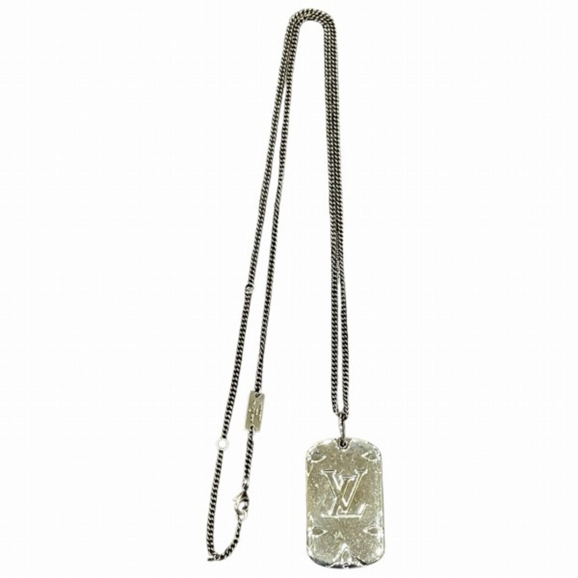 Monogram Pendant Necklace Metal Silver