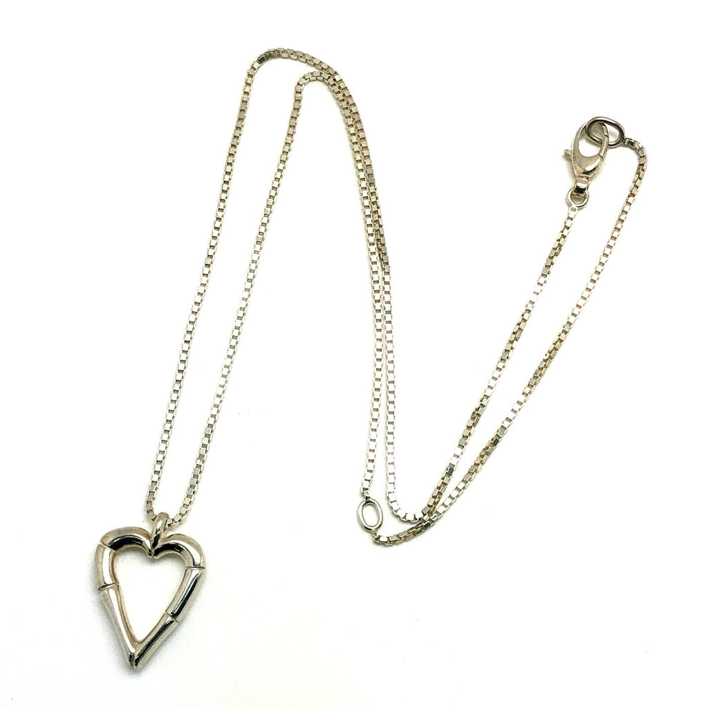Heart Bamboo Pendant Necklace Sterling Silver