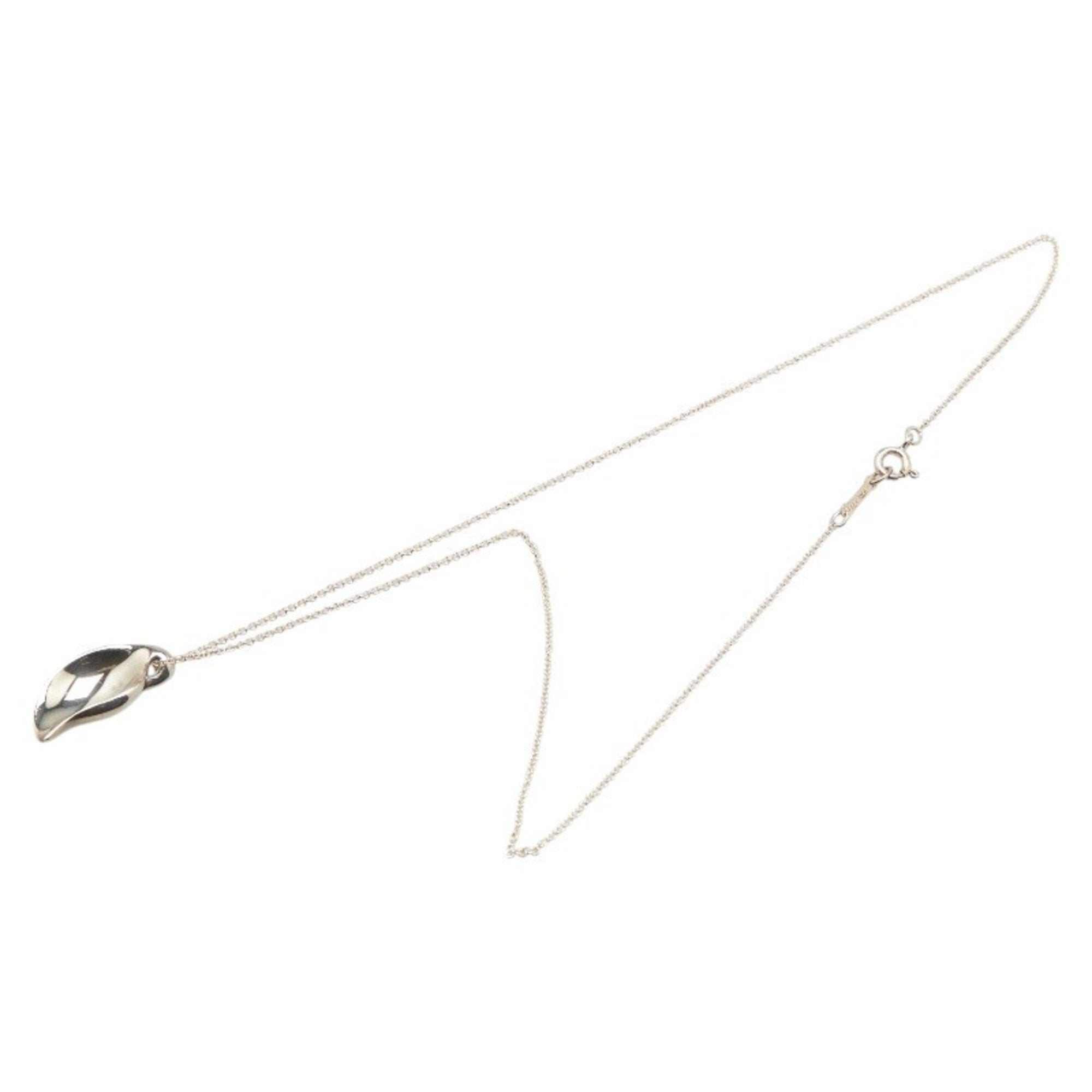 Leaf Pendant Necklace Sterling Silver