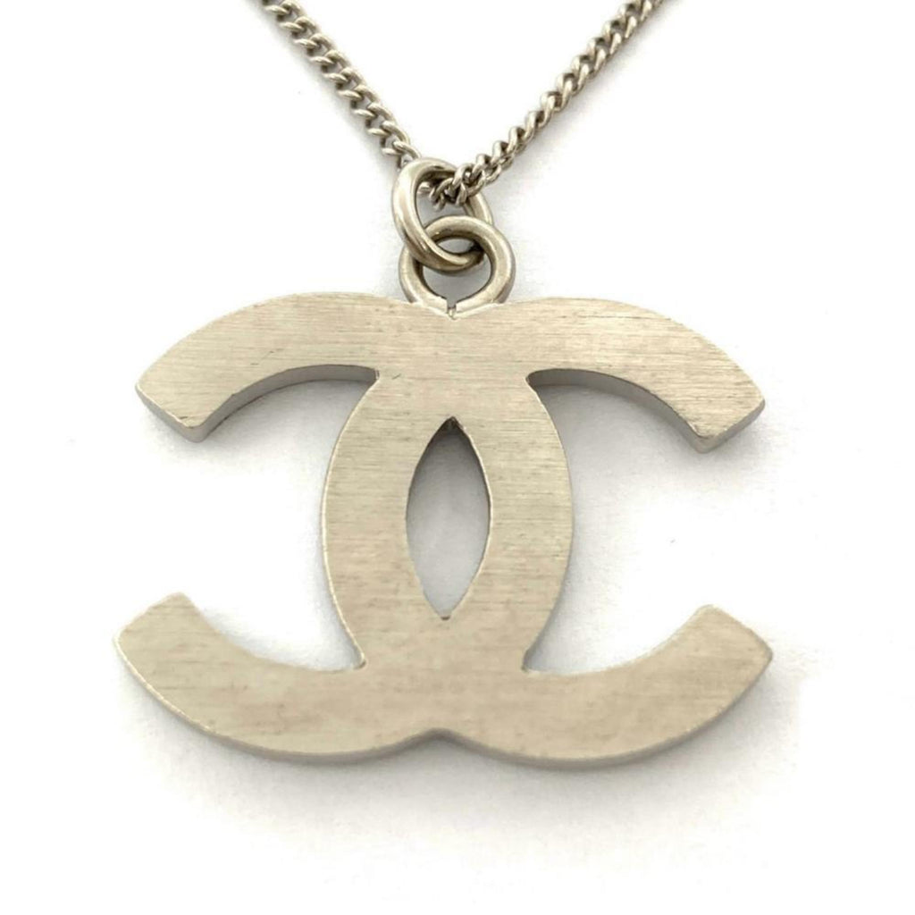 CC Logo Pendant Necklace Silver-Tone Metal