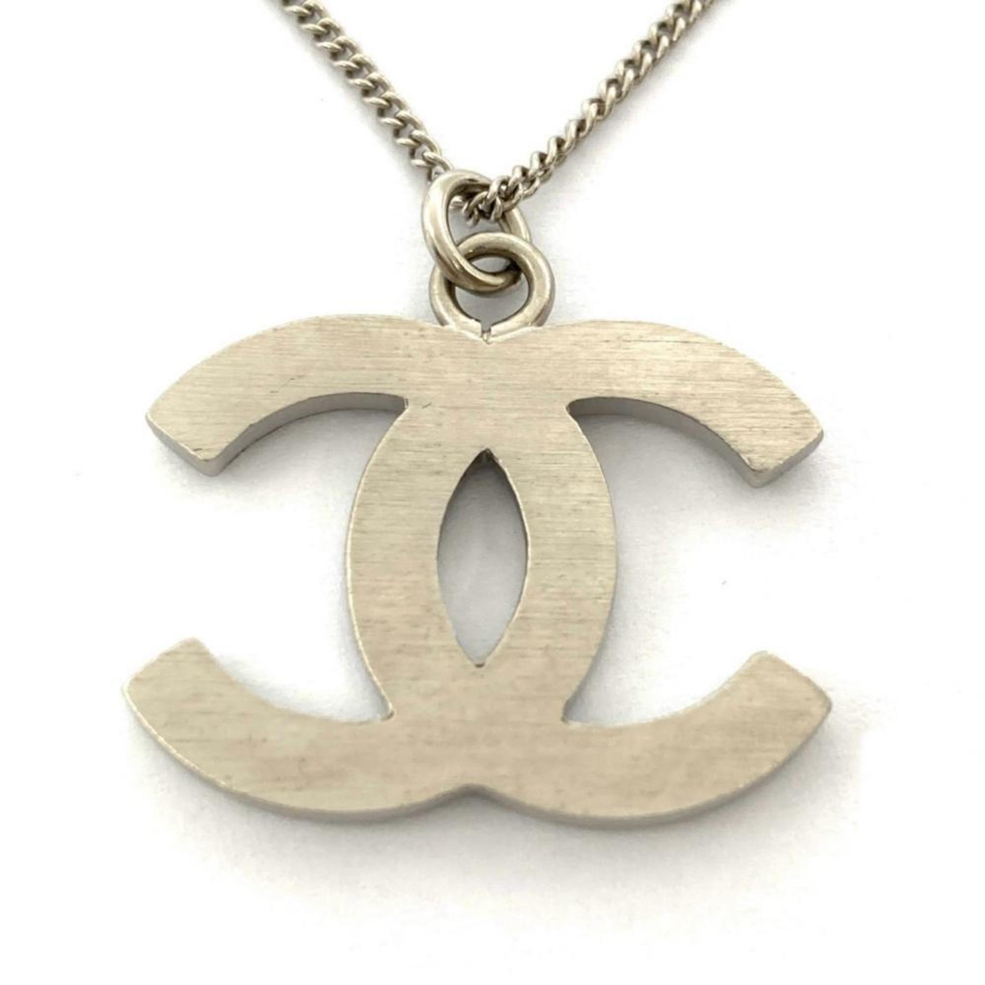 CC Logo Pendant Necklace Silver-Tone Metal