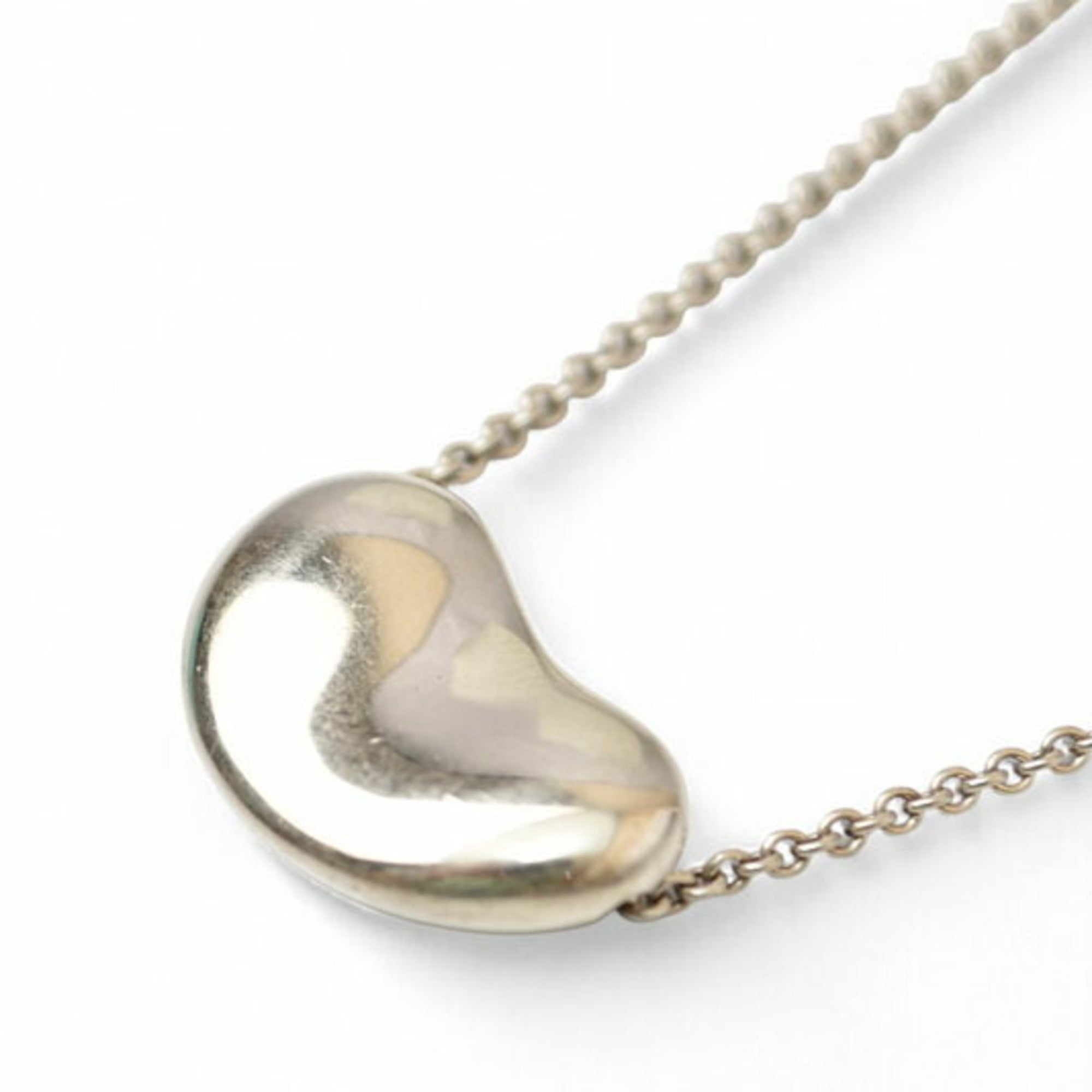 Bean Pendant Necklace Sterling Silver 12mm
