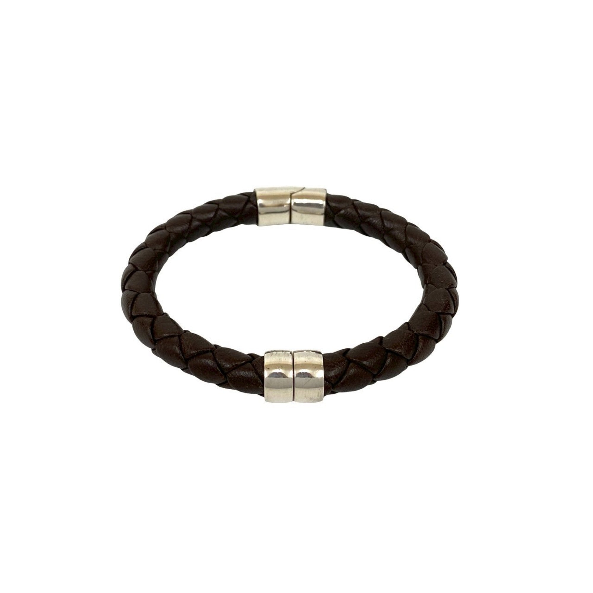Intrecciato Bracelet Leather and Sterling Silver