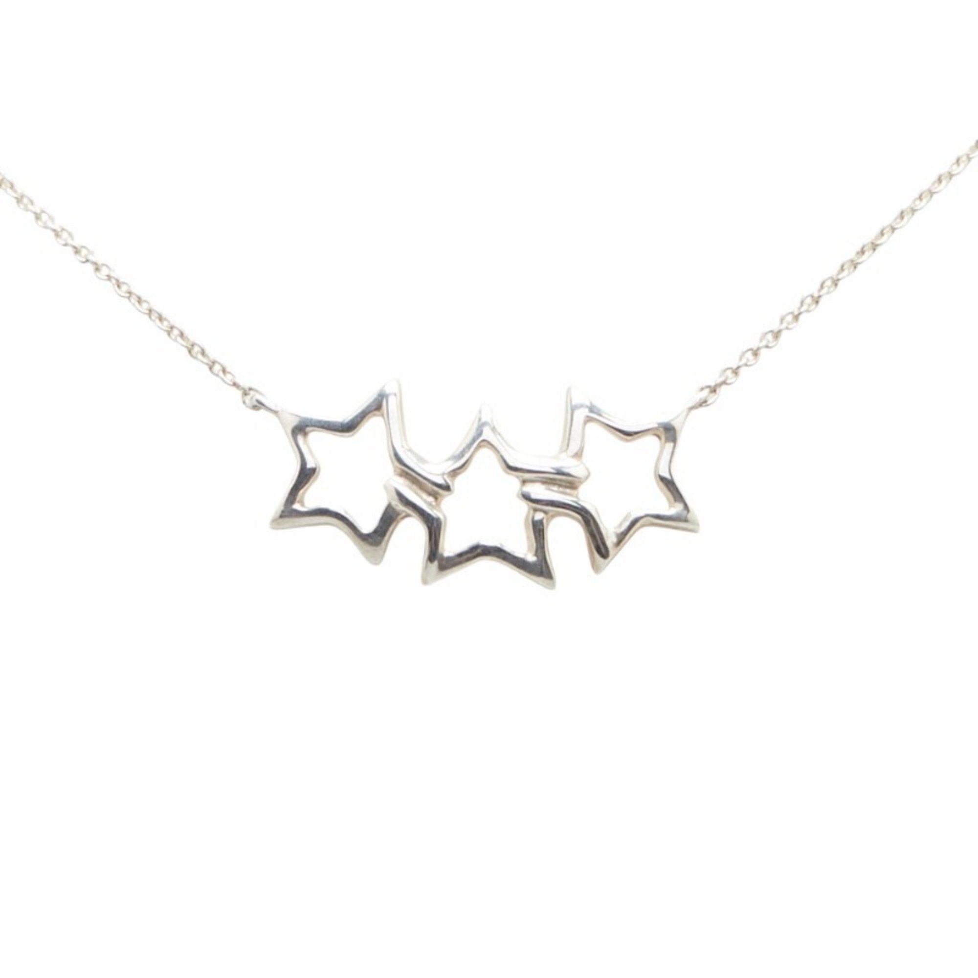 Triple Star Pendant Necklace Sterling Silver