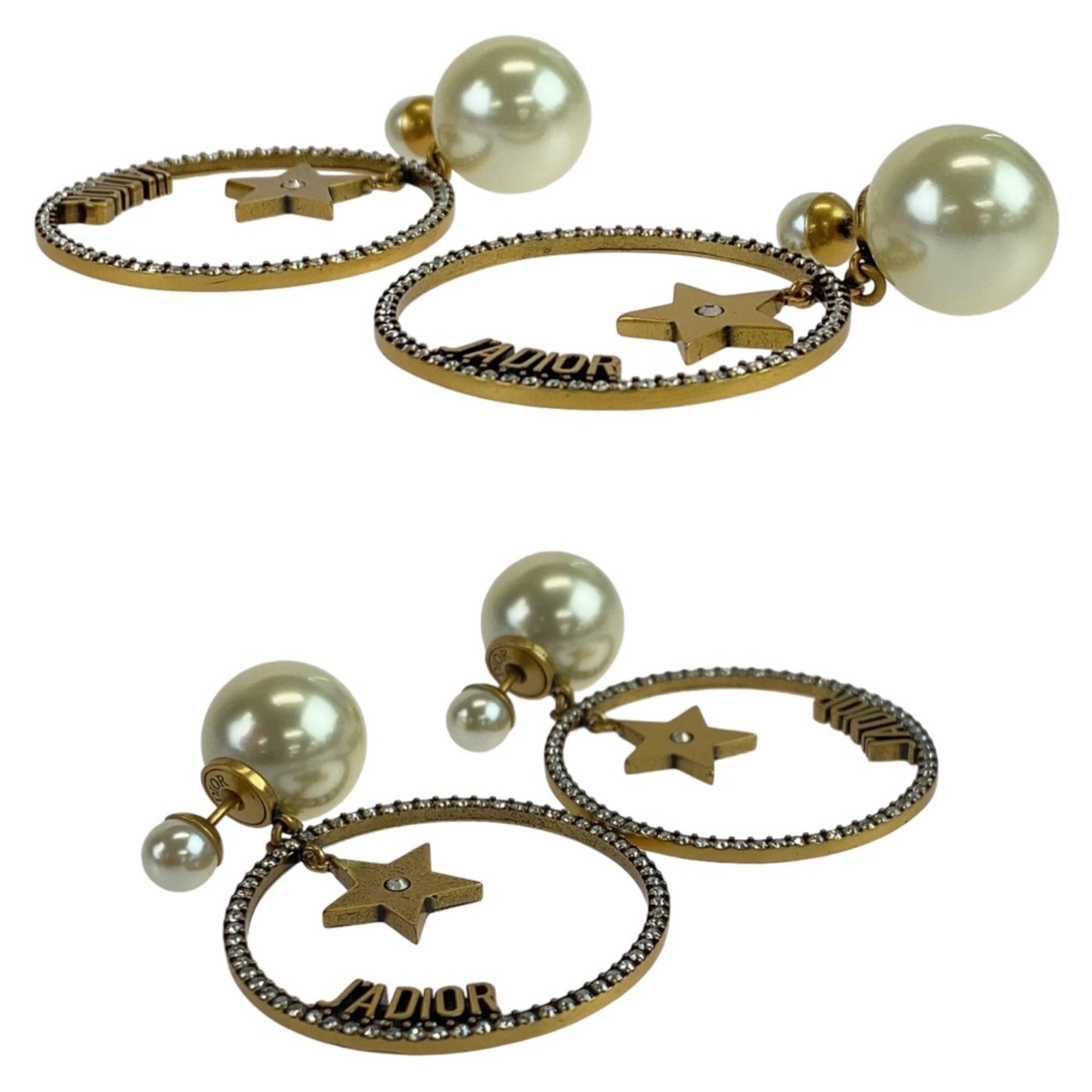 Pearl Earrings Bronze and Metal