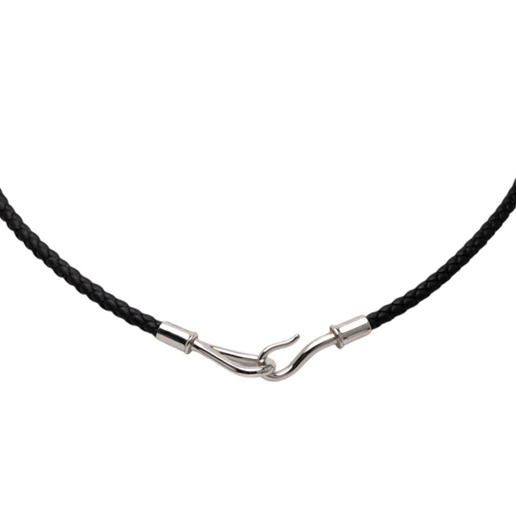 Jumbo Charm Bracelet Leather and Metal Black