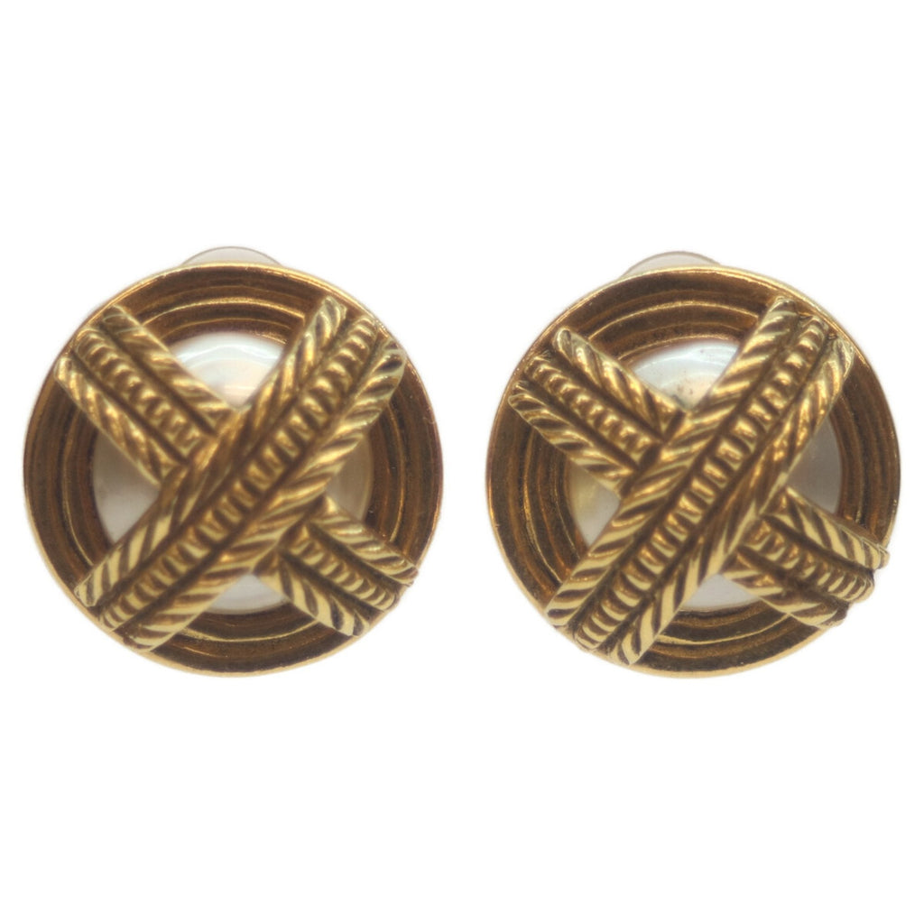 Earrings Pearl Gold-Tone Metal