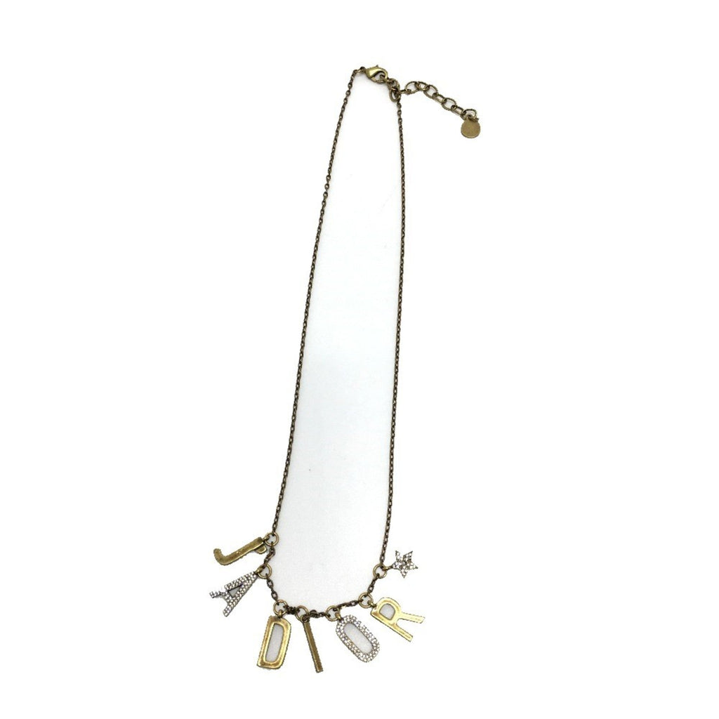 Pendant Necklace Gold with Rhinestone