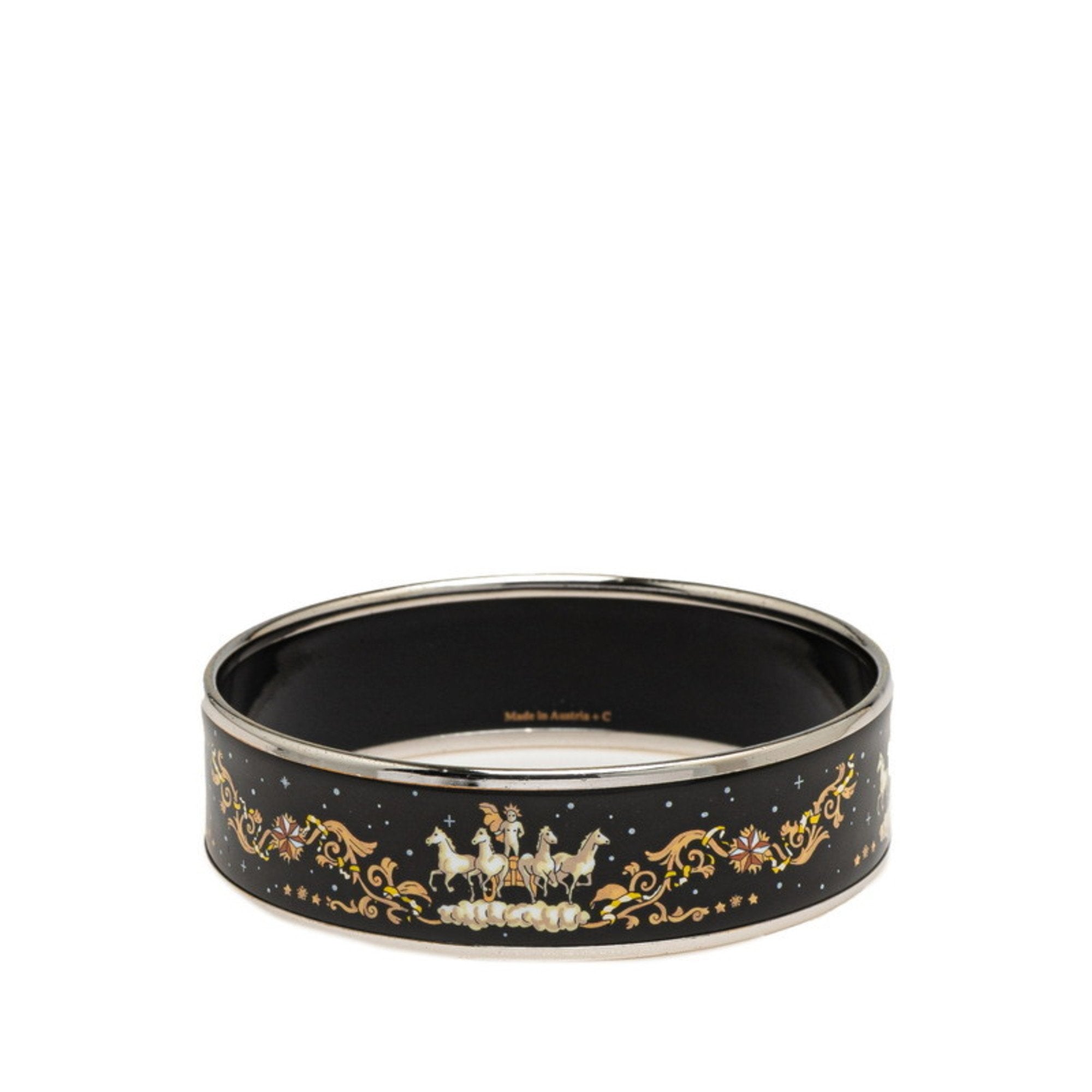 Enamel Bracelet Metal Black Multicolor Silver