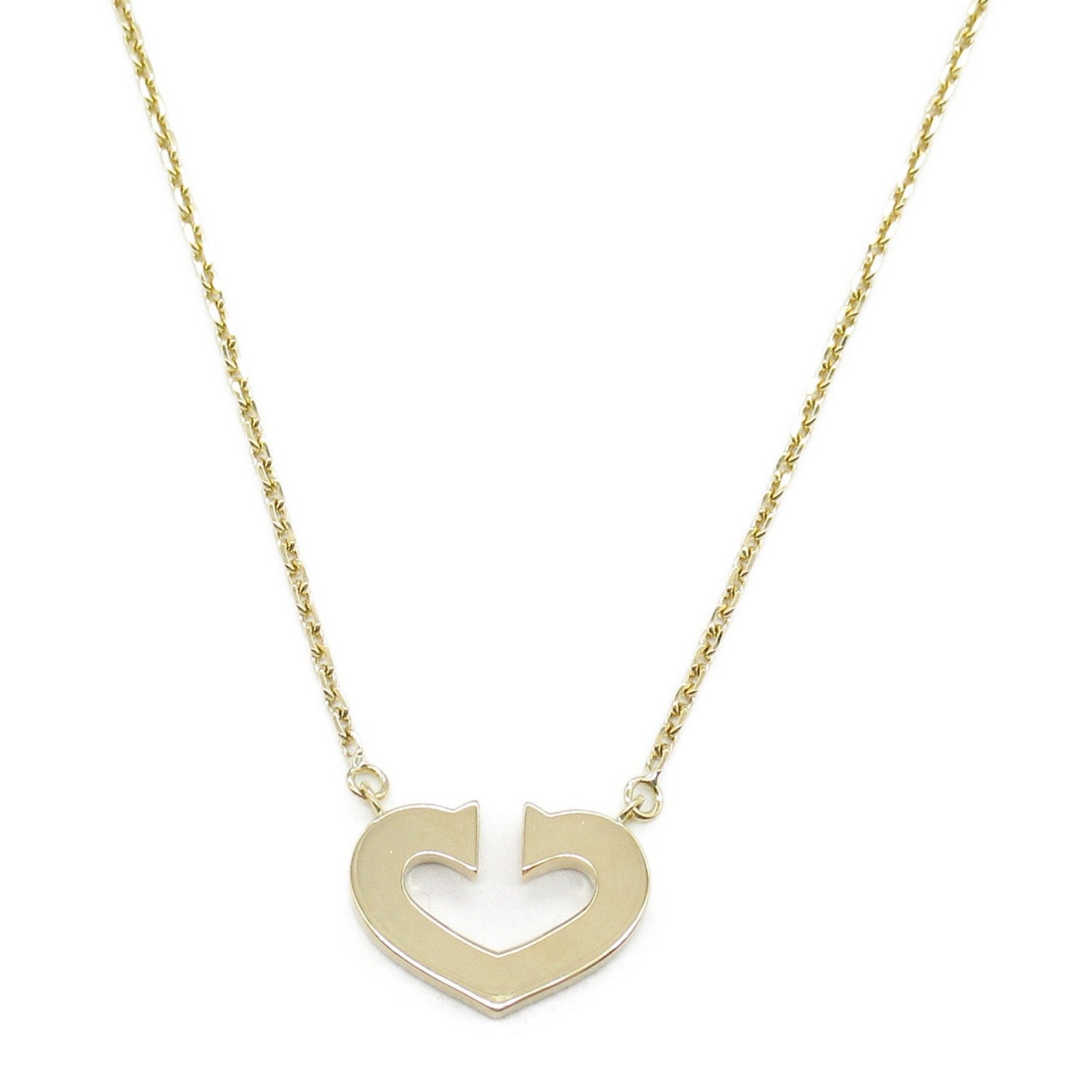 C Heart Pendant Necklace Sterling Silver and 18K Yellow Gold