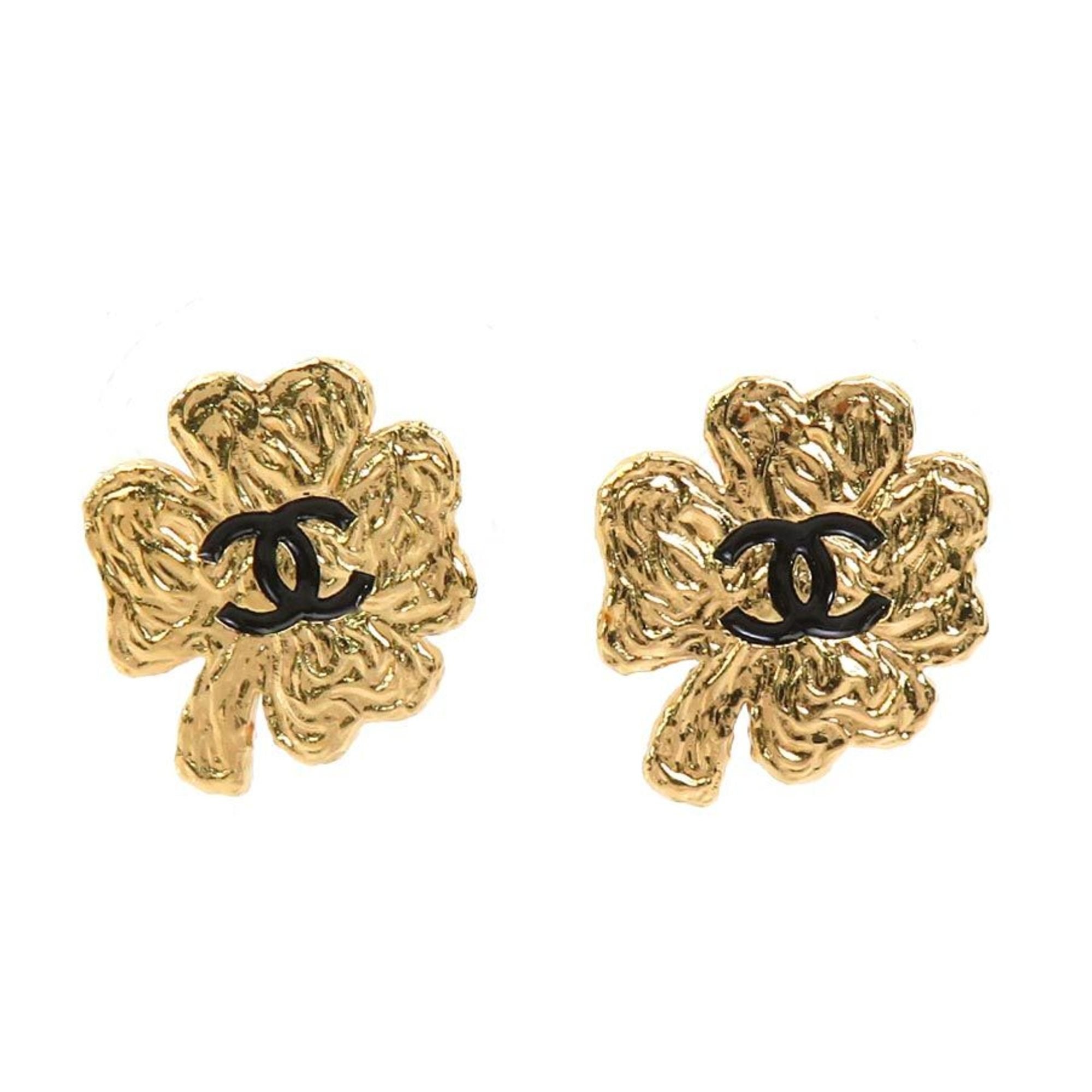 CC Logo Clover Earrings Gold-Tone Metal