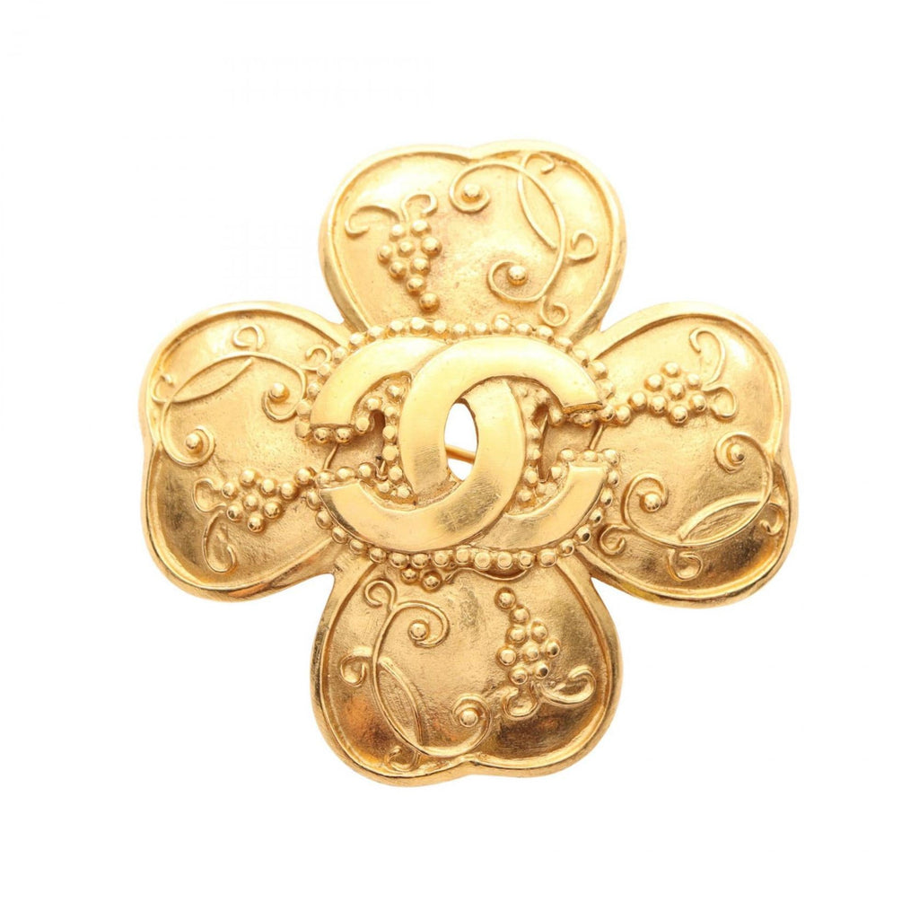CC Logo Clover Brooch Metal