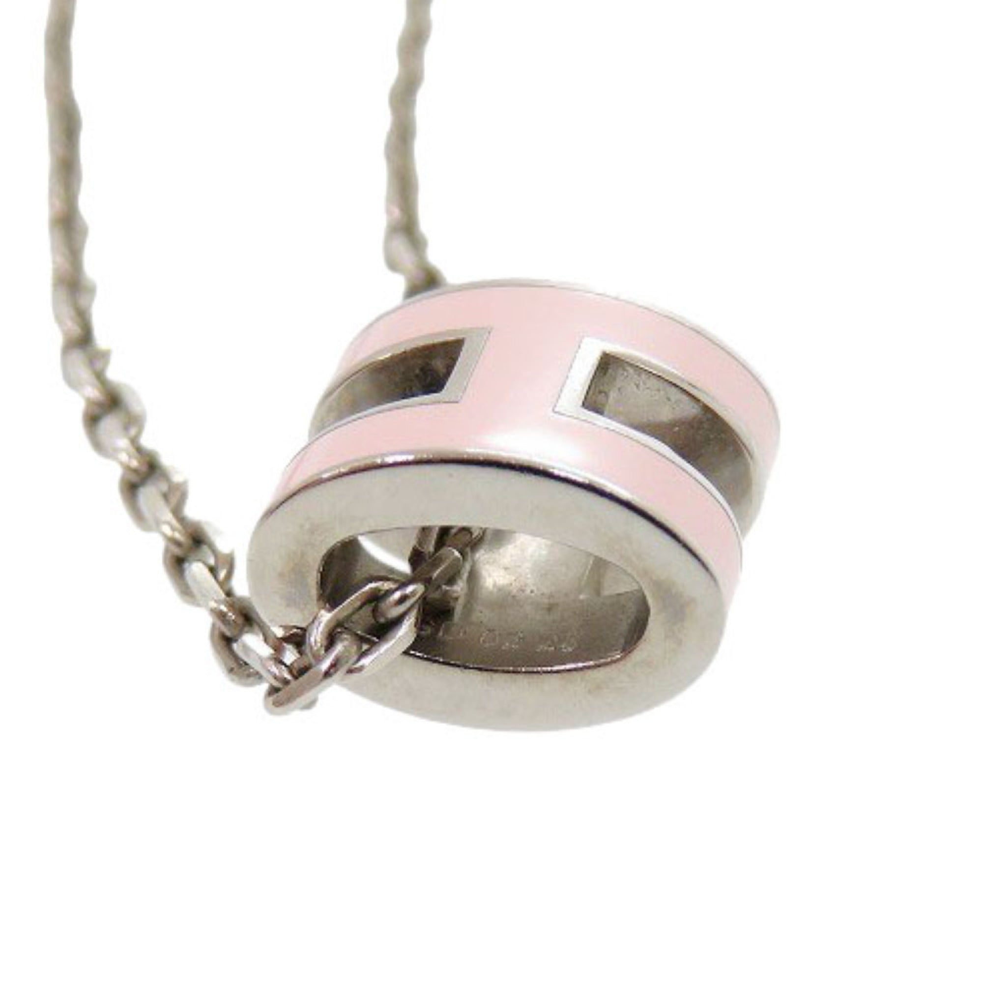 Mini Pendant Necklace Metal Pink and Silver
